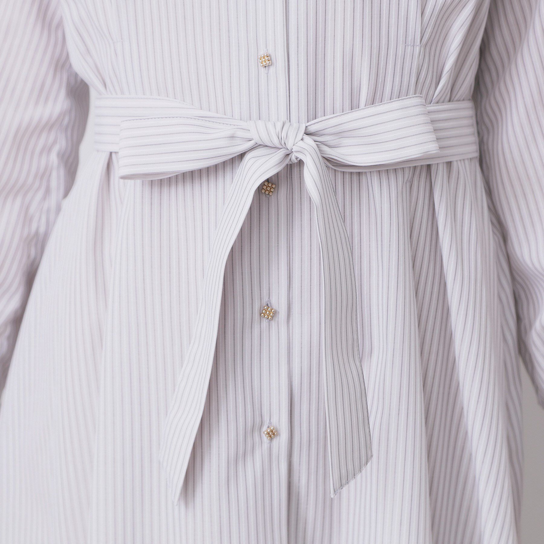 index「ラメストライプシャツワンピース【洗濯機OK/イージーアイロン】」|ワンピース|