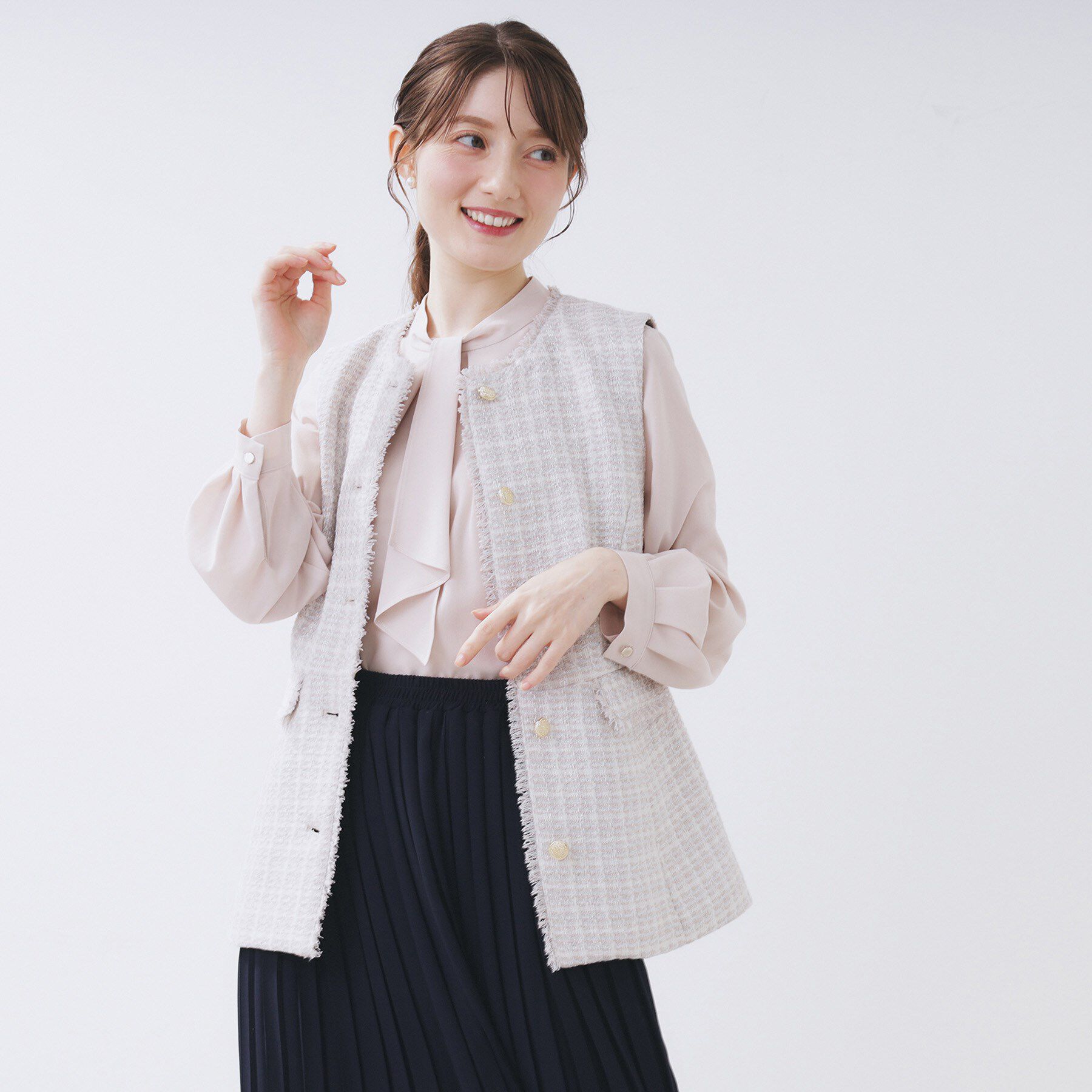 index「ファンシーツイードペプラムジレ【洗える】」|ベスト・ジレ|