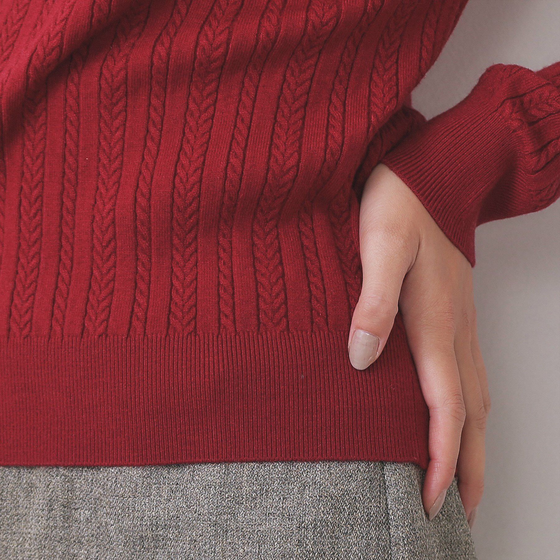 index「パール調ネックケーブルニット【洗濯機OK】」|ニット・セーター|