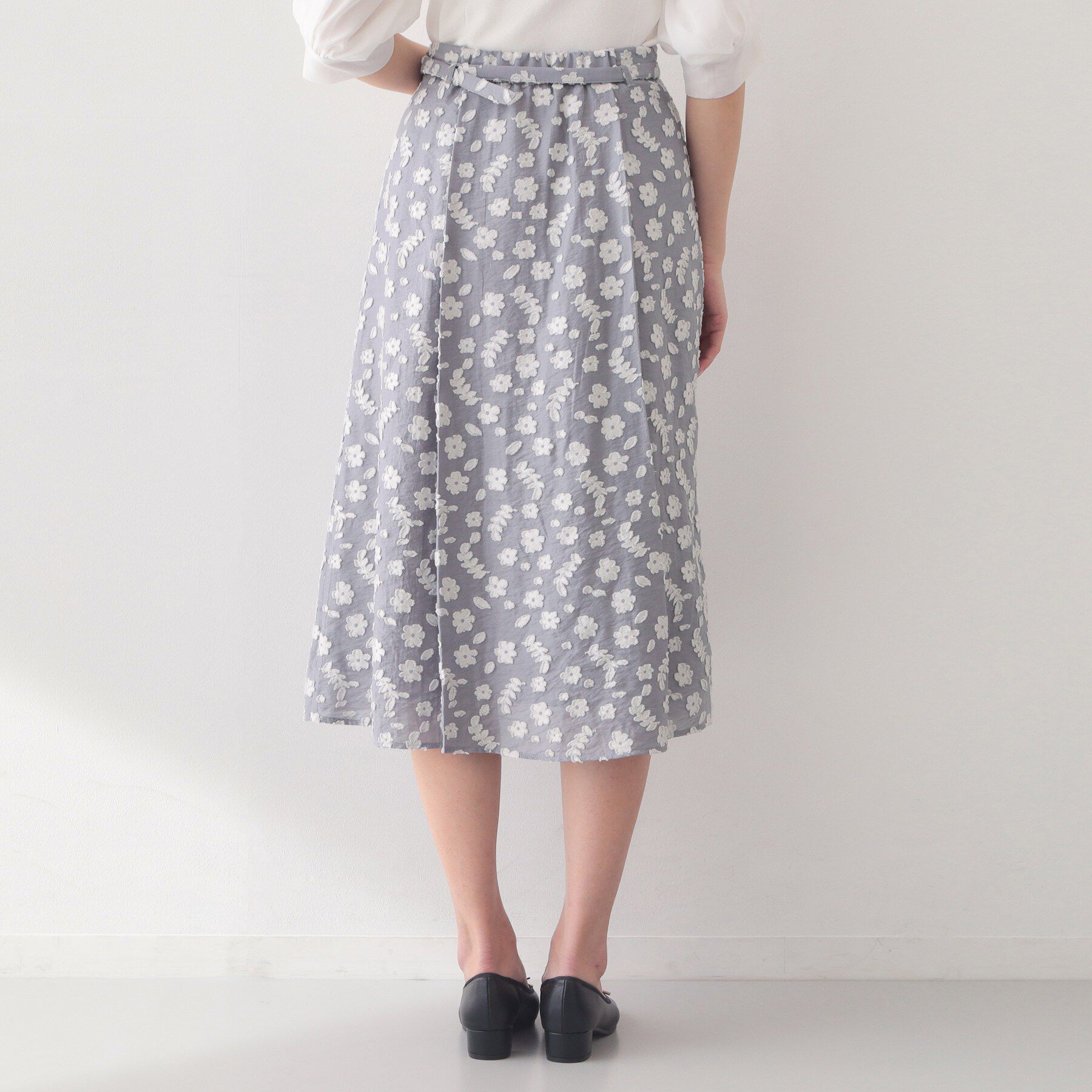 index「麻調花柄ジャカードフレアスカート【ハンドウォッシャブル】」|スカート|