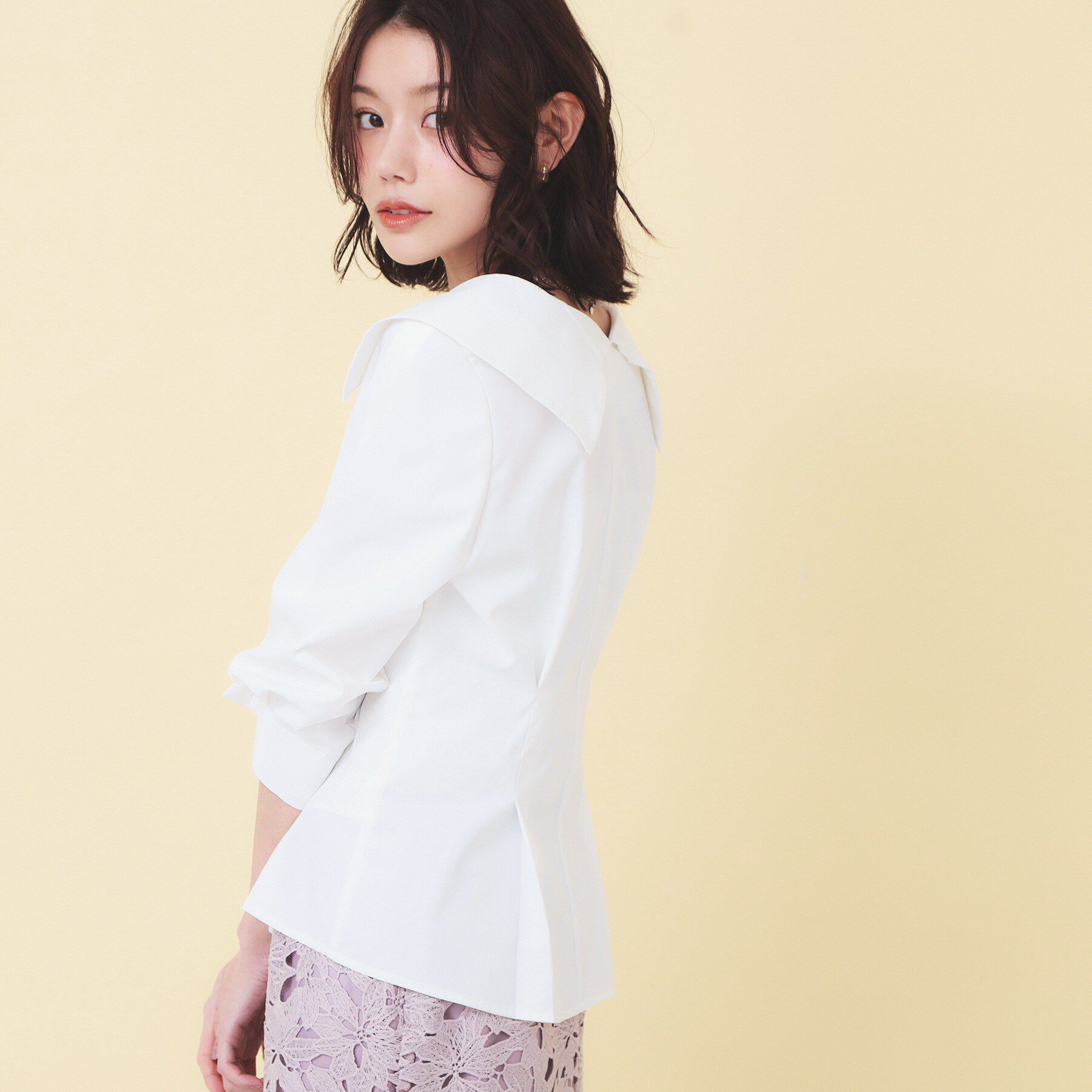 index「変形カシュクールタックシャツ【洗濯機OK／ストレッチ】」|シャツ・ブラウス|