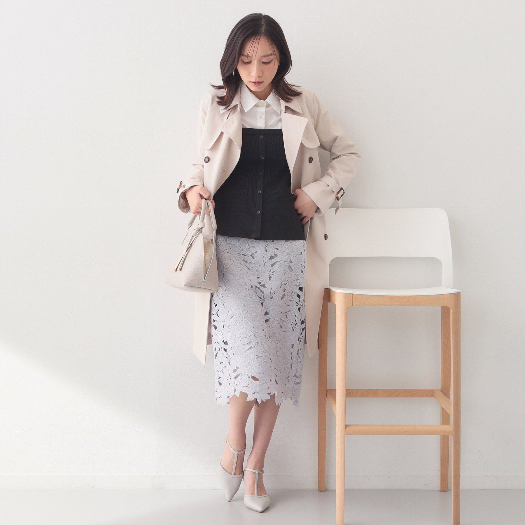 index「シャツドッキングペプラムニット【洗濯機OK】」|ニット・セーター|