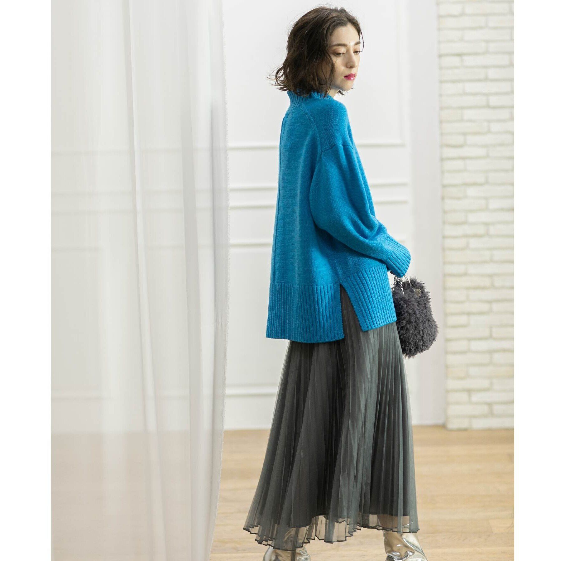 OPAQUE.CLIP「《通勤・セレモニー対応》チュールプリーツフレアスカート【洗濯機洗い可】」|スカート|