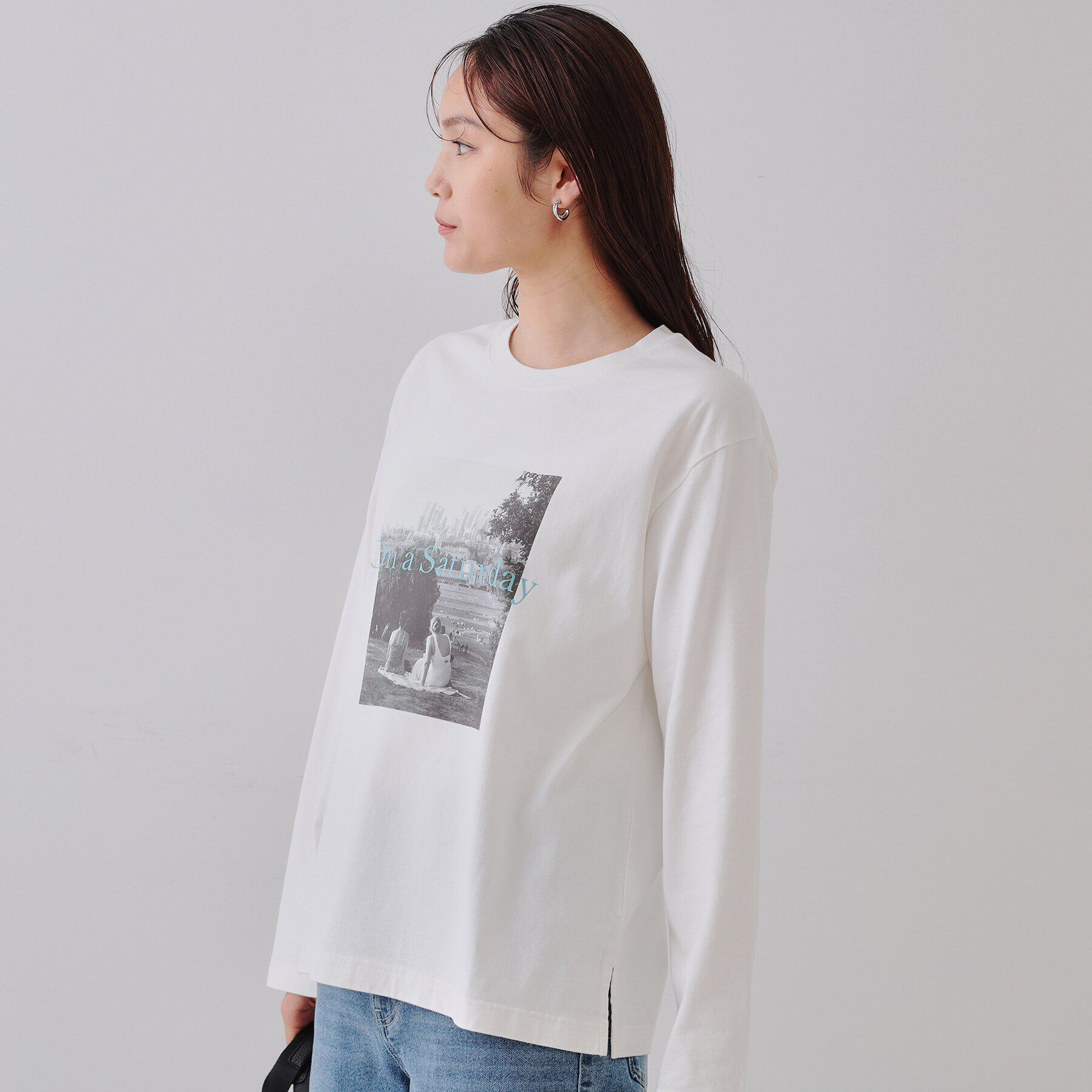 OPAQUE.CLIP「フォトプリントロングTシャツ【洗濯機洗い可】」|Tシャツ・カットソー|