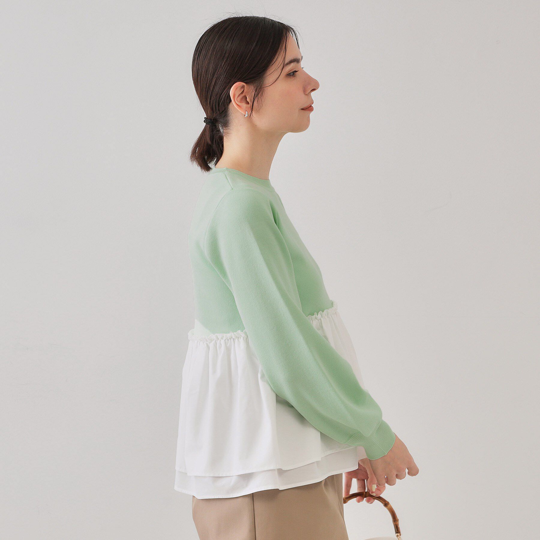 OPAQUE.CLIP「配色ペプラムドッキングニット【洗濯機洗い可】」|Tシャツ・カットソー|