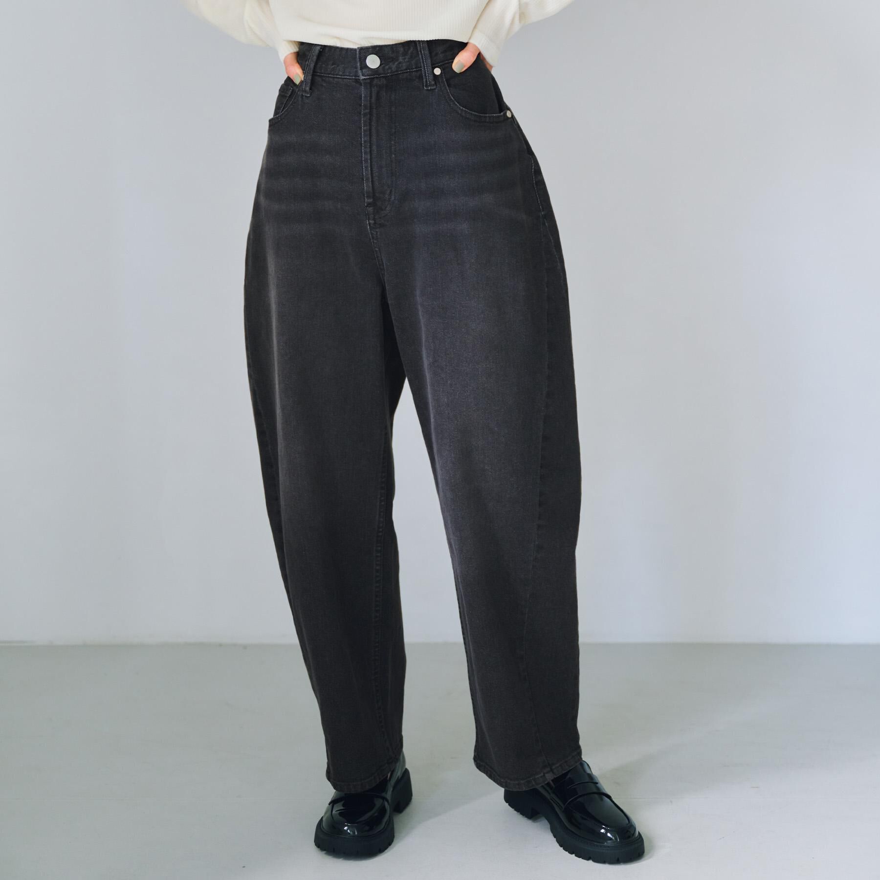 OPAQUE.CLIP「ストレッチバレルレッグデニム【洗濯機洗い可】」|デニム|