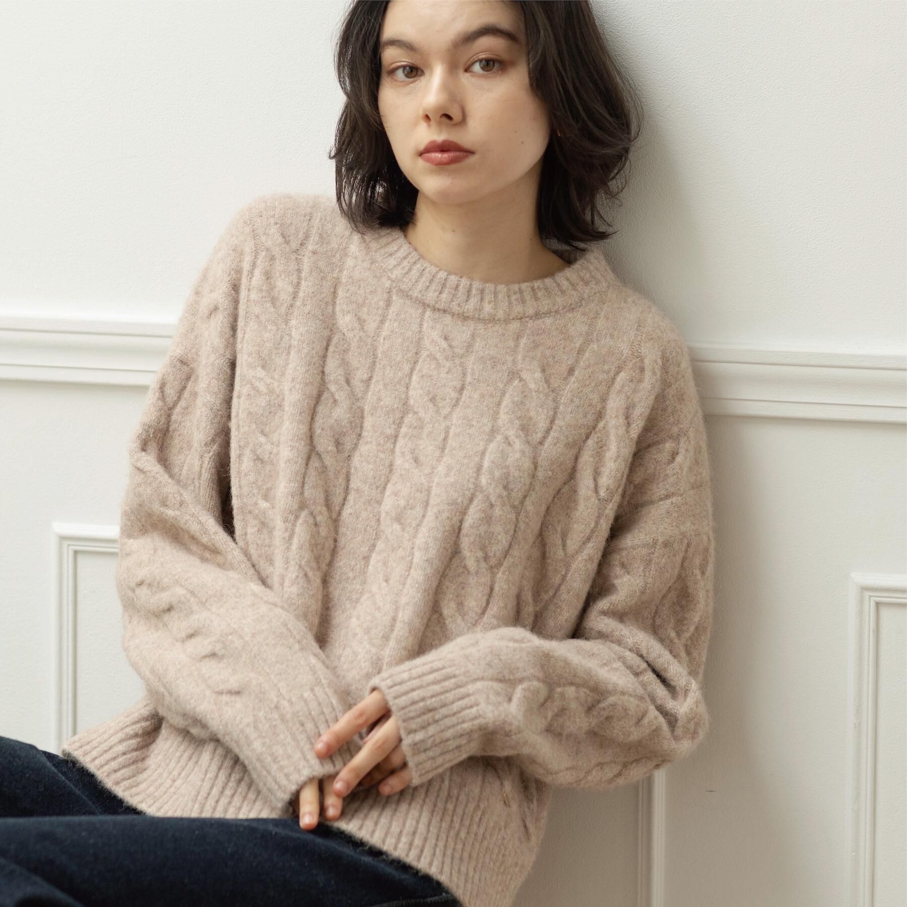 OPAQUE.CLIP「MIXミドルゲージケーブルニット【洗濯機OK】」|ニット・セーター|