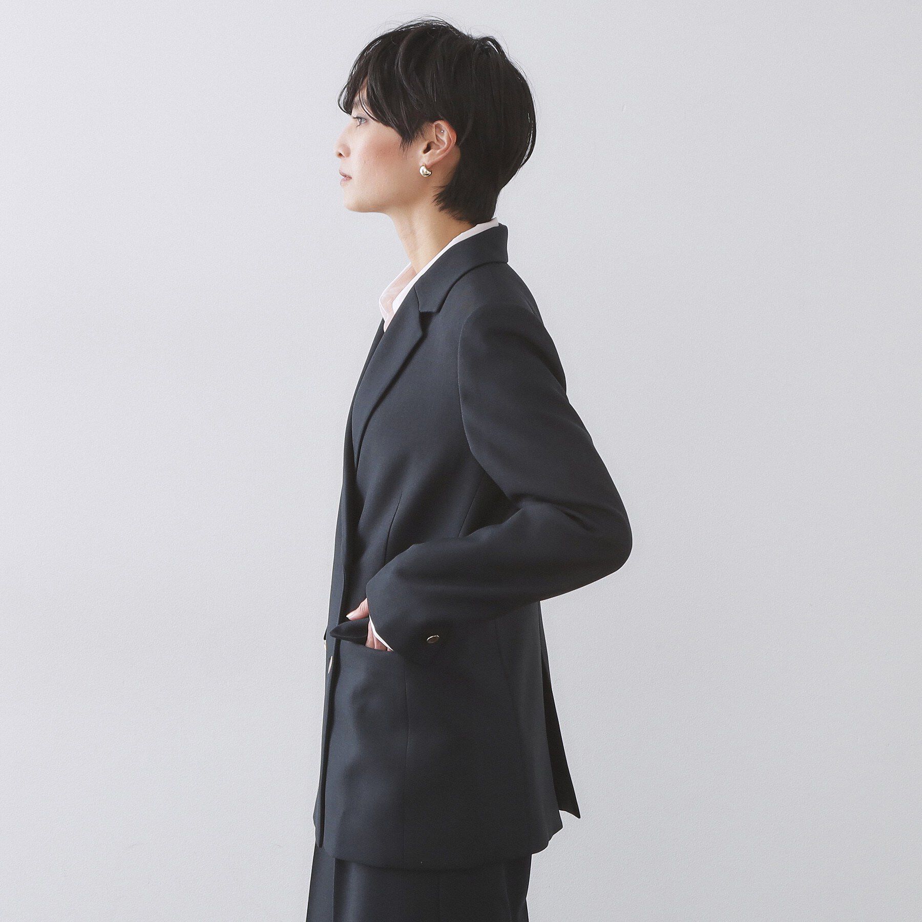 OPAQUE.CLIP「金ボタンダブルブレストテーラードジャケット/セットアップ対応【洗える】《S～LL》」|テーラードジャケット|