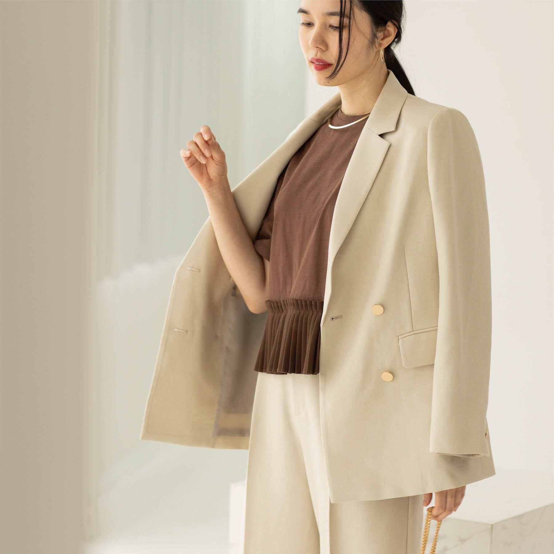 OPAQUE.CLIP「金ボタンダブルブレストテーラードジャケット/セットアップ対応【洗える】《S～LL》」|テーラードジャケット|