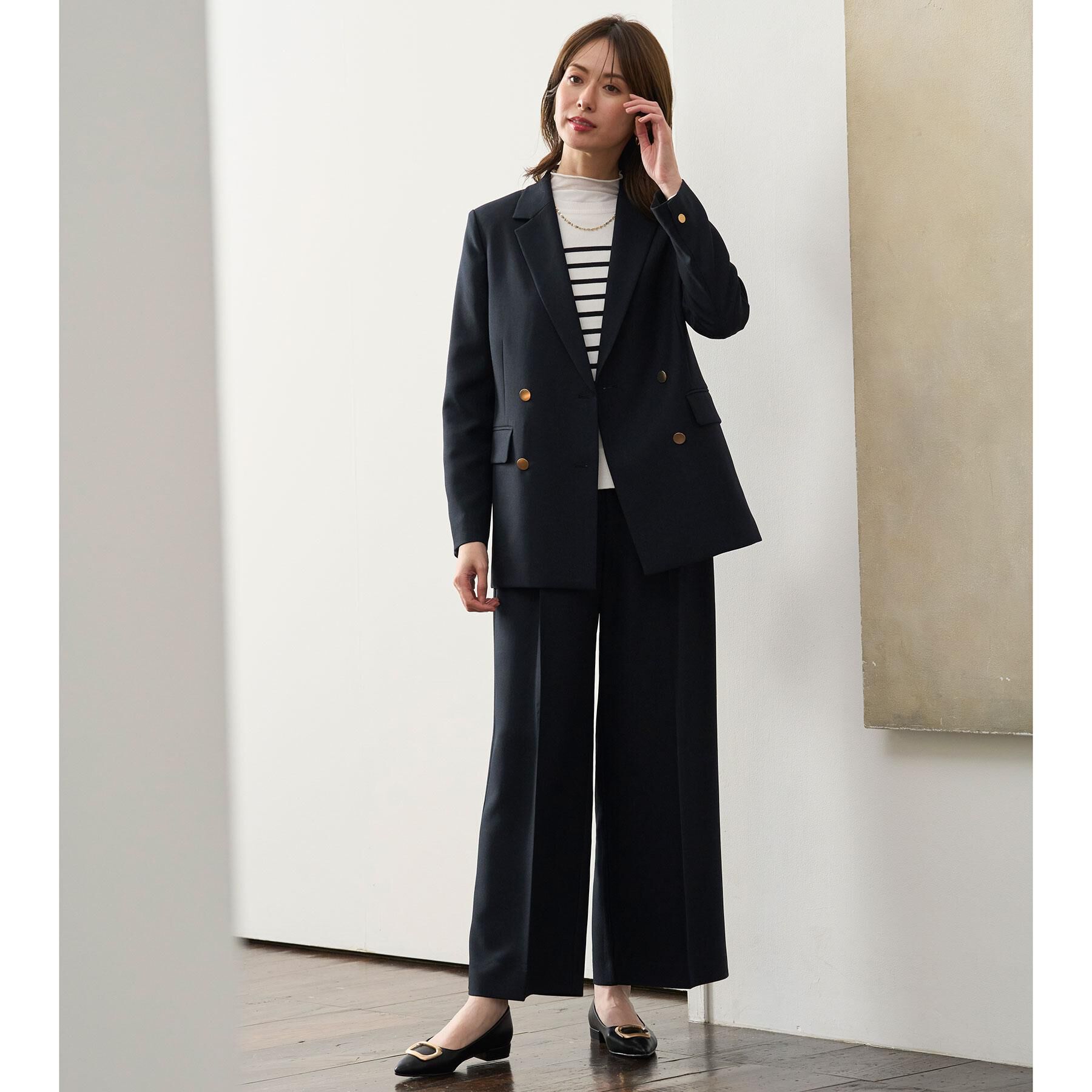 OPAQUE.CLIP「金ボタンデザインワイドパンツ/セットアップ対応【洗濯機OK】《S～LL》」|その他|