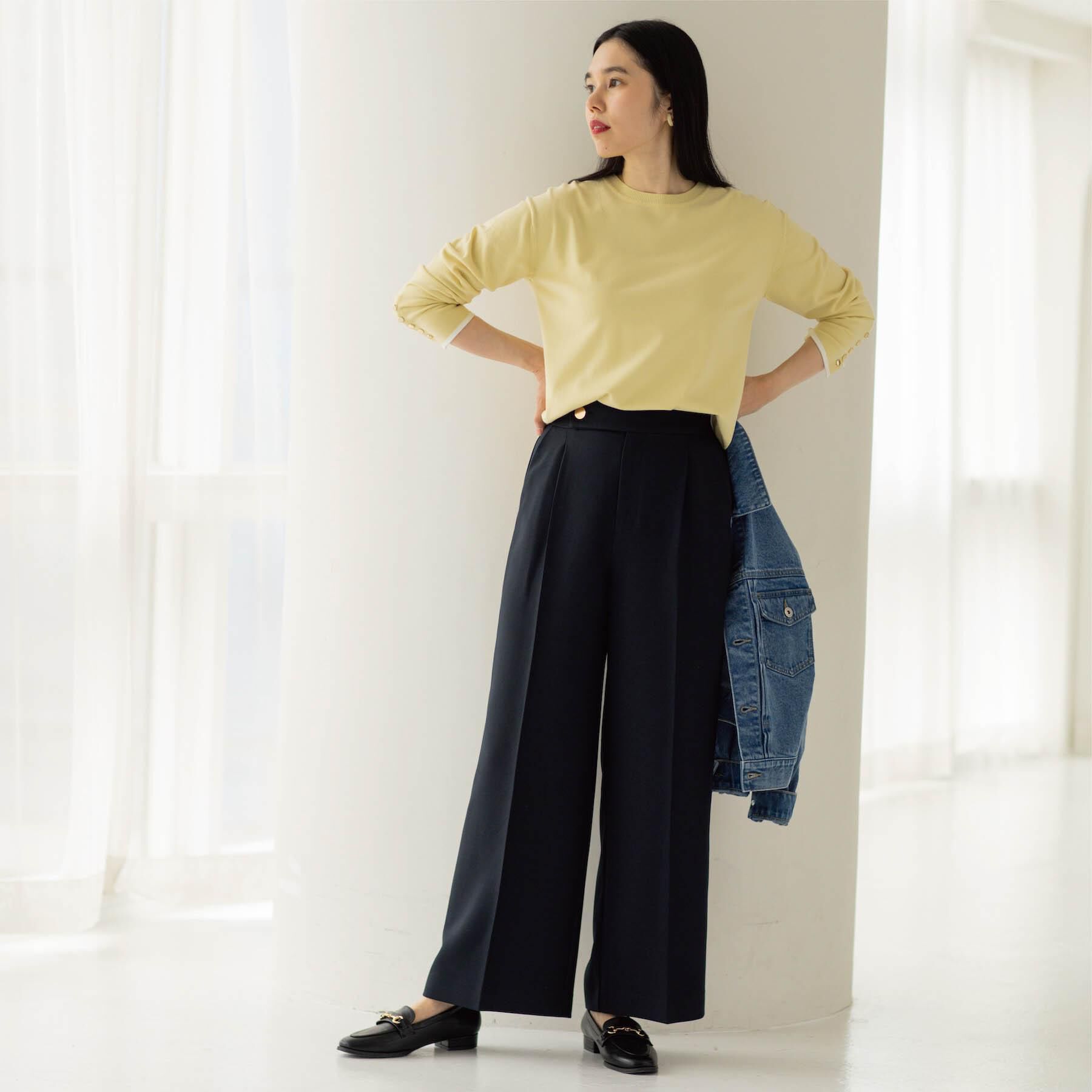 OPAQUE.CLIP「金ボタンデザインワイドパンツ/セットアップ対応【洗濯機OK】《S～LL》」|その他|