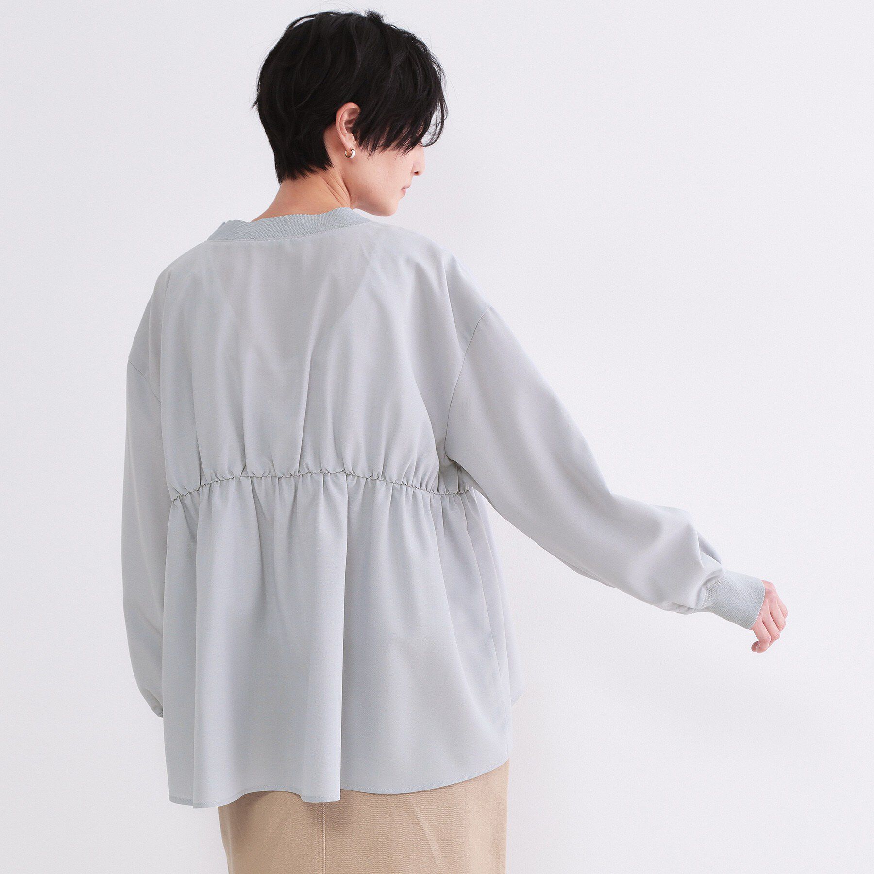 OPAQUE.CLIP「ブラウス風Vネックカーディガン【洗濯機OK】」|カーディガン|