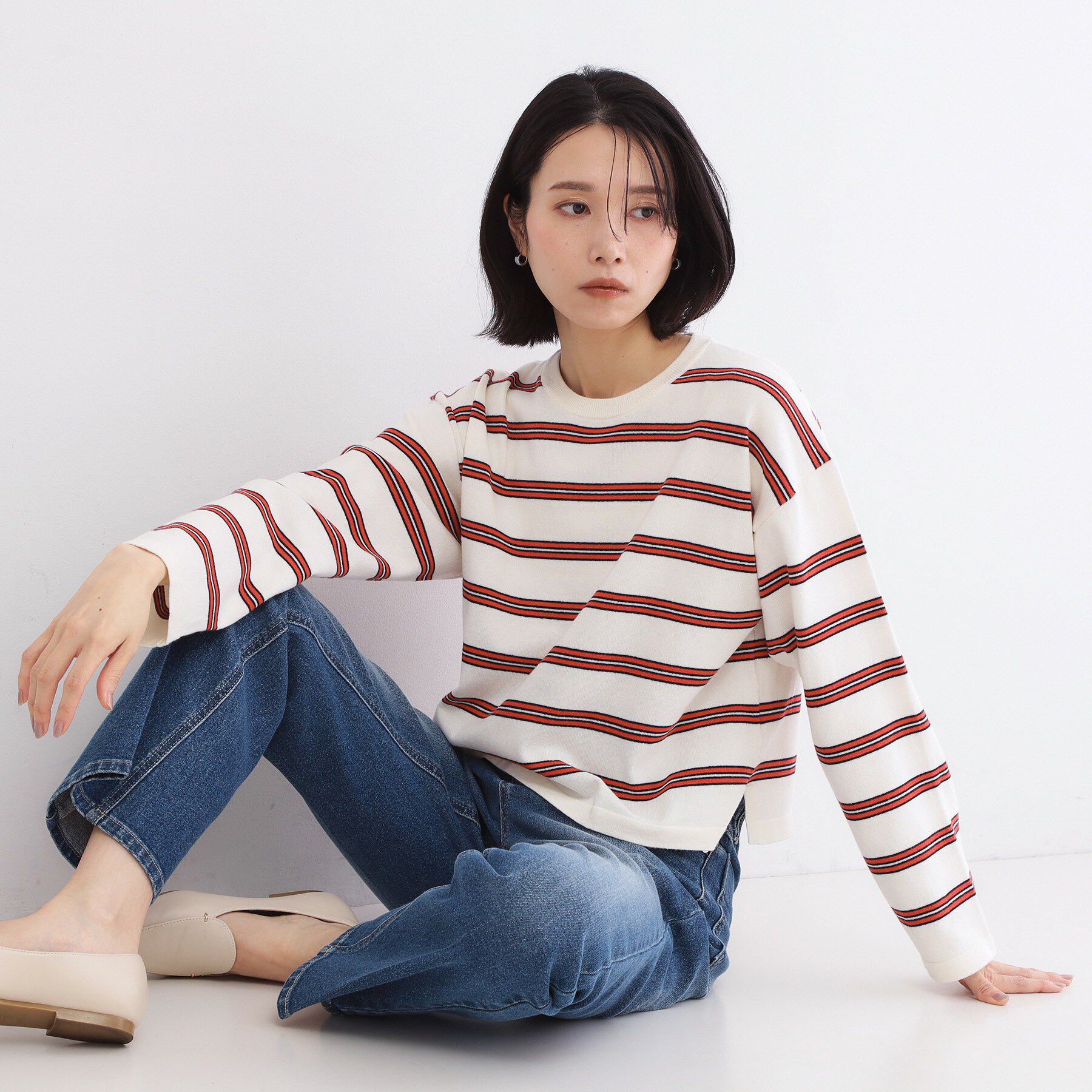 OPAQUE.CLIP「マルチボーダーニット【洗濯機OK】」|ニット・セーター|