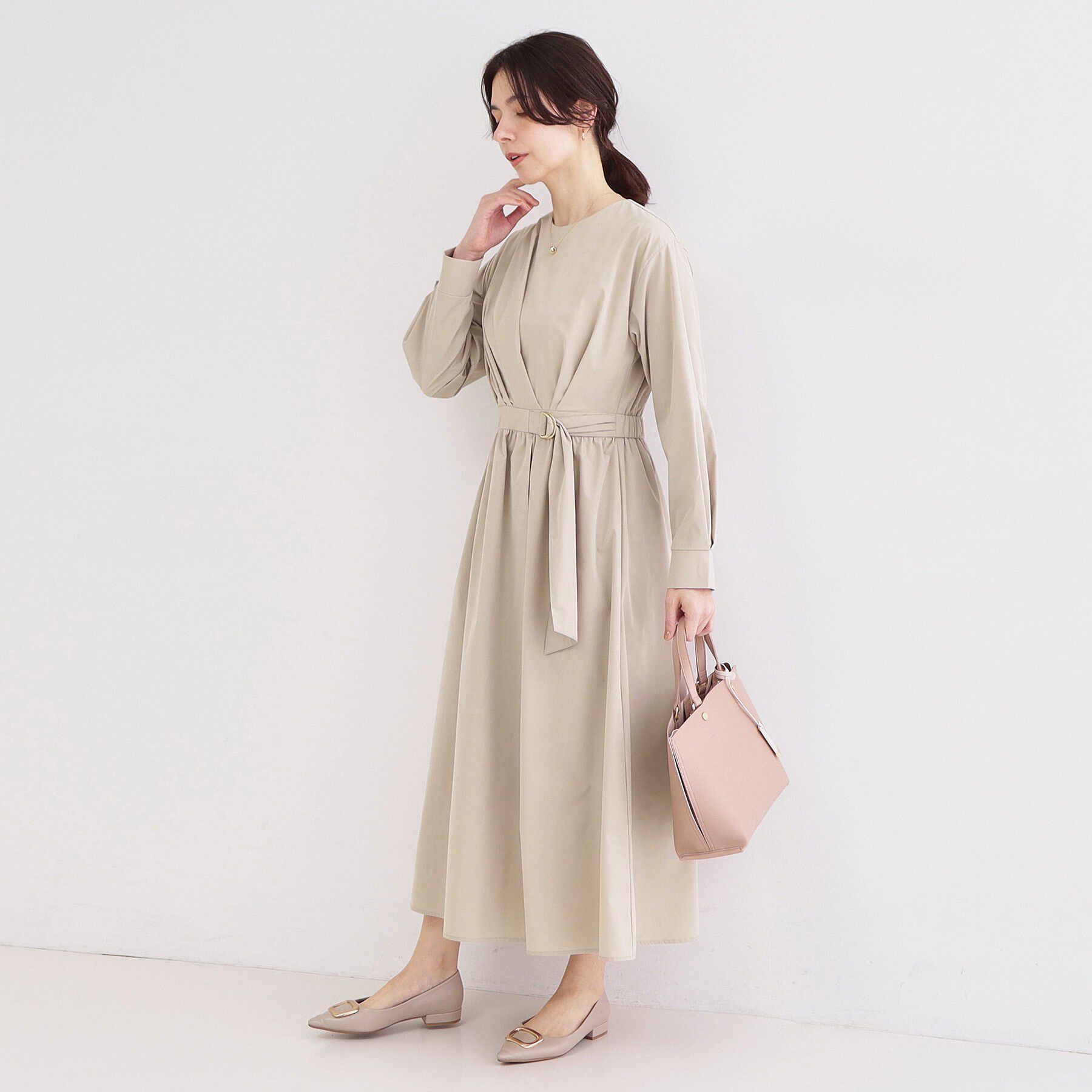 OPAQUE.CLIP「カシュクール風デザインワンピース【洗濯機OK】」|ワンピース|