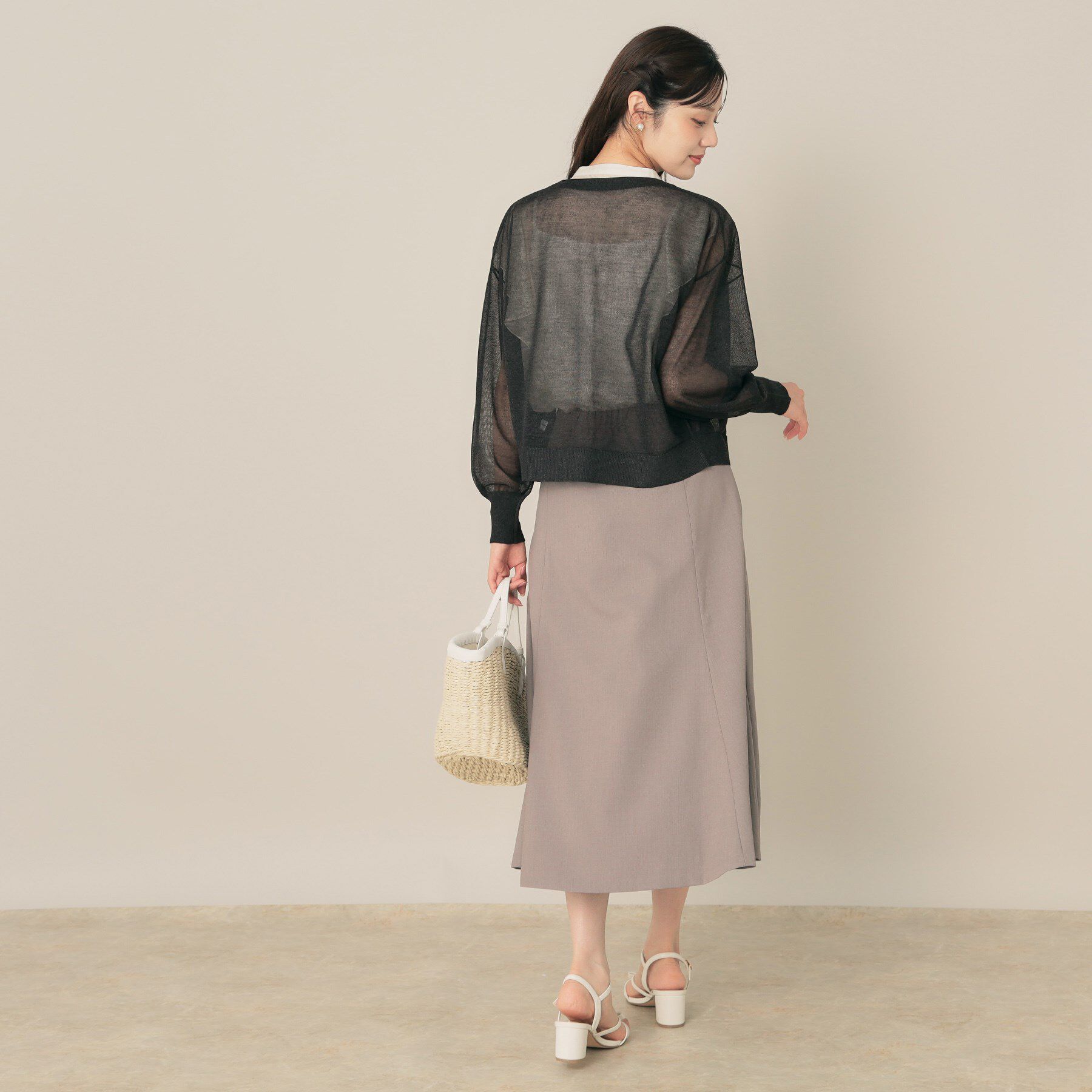 Couture broach「【秋カラー・オシャレな透け感】ダブルパール調シアーカーディガン」|カーディガン|