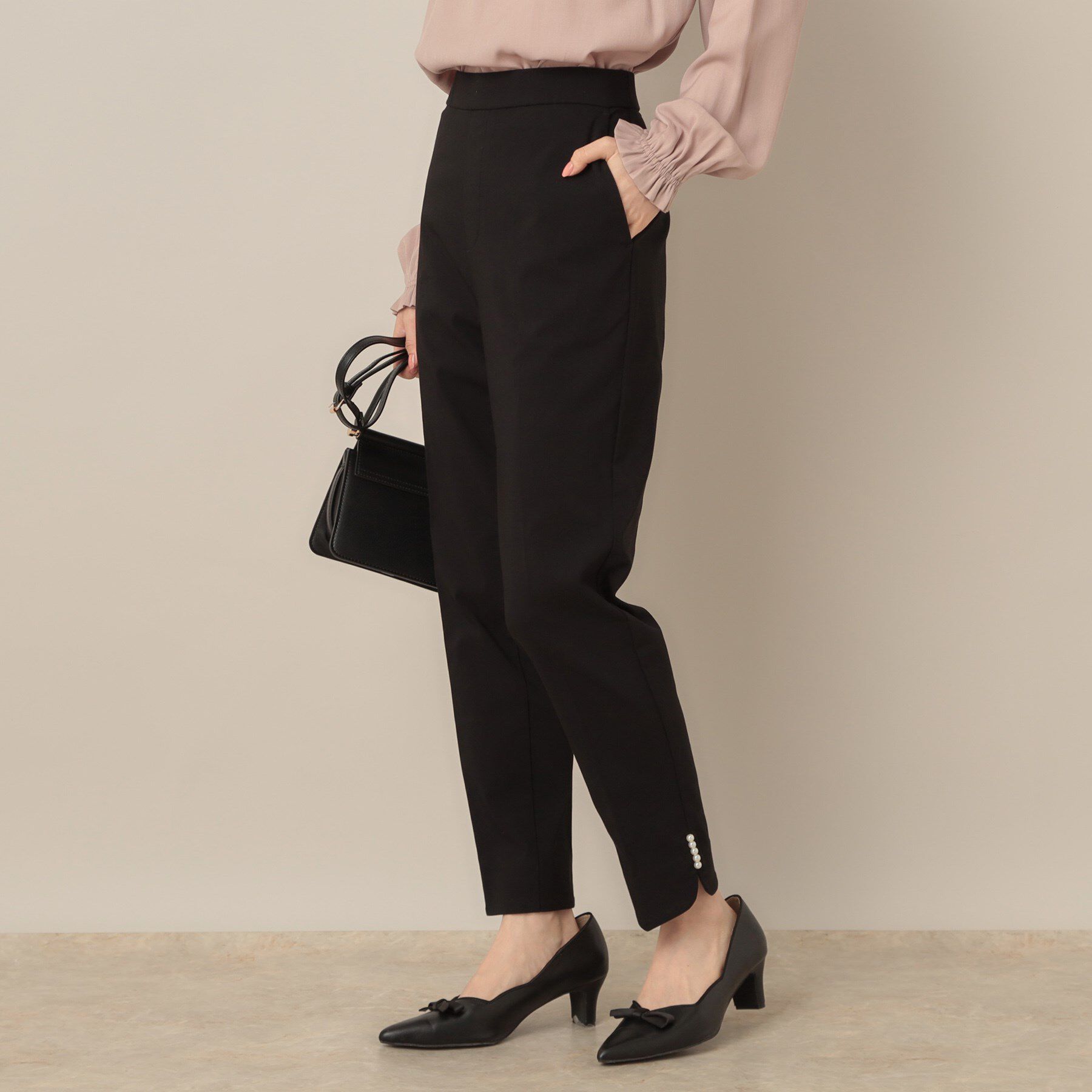 Couture broach「ポイントパール調ハイパーストレッチパンツ」|その他|ブラック(019)
