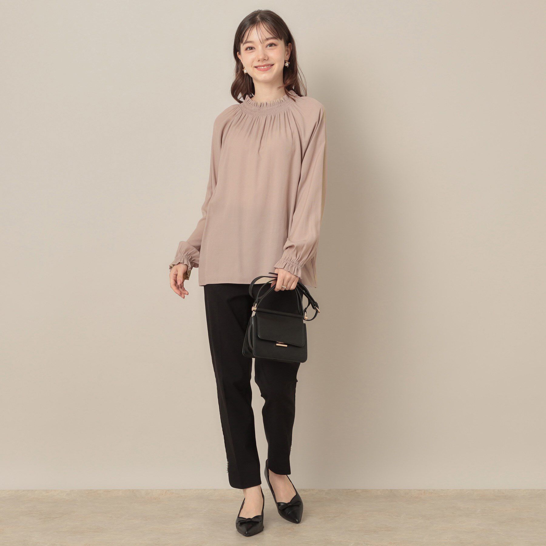 Couture broach「【きれいめ・通勤】RTピケ前後2WAYシャーリングブラウス」|シャツ・ブラウス|