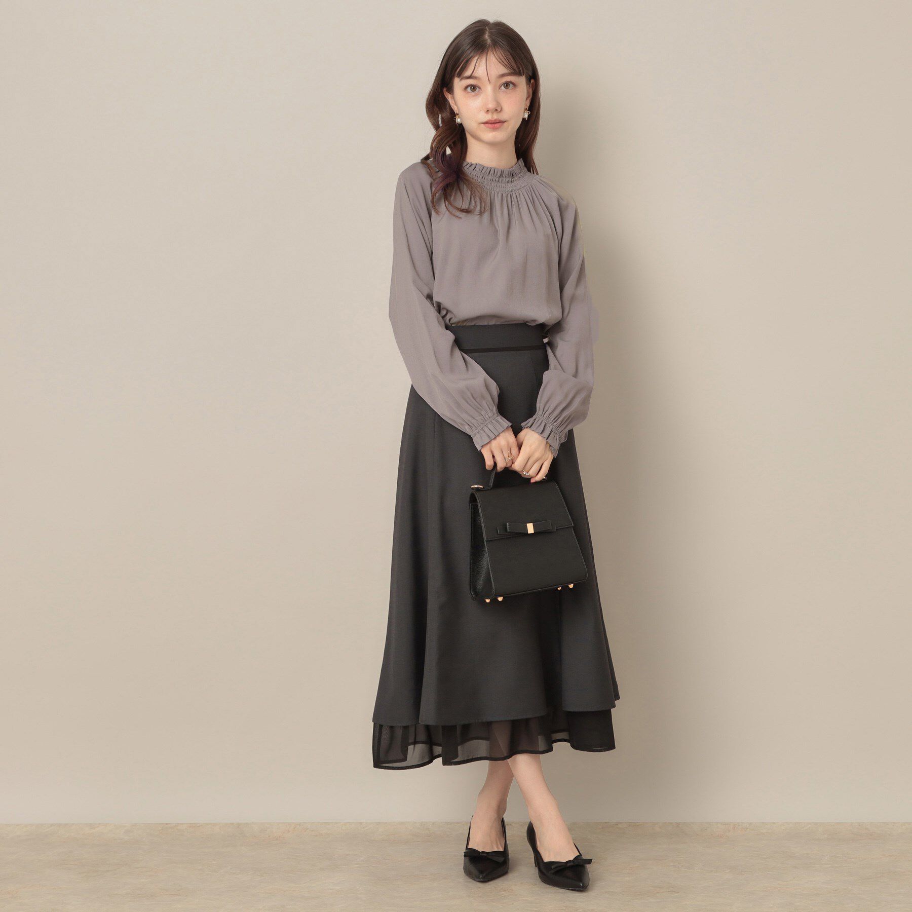 Couture broach「【きれいめ・通勤】RTピケ前後2WAYシャーリングブラウス」|シャツ・ブラウス|