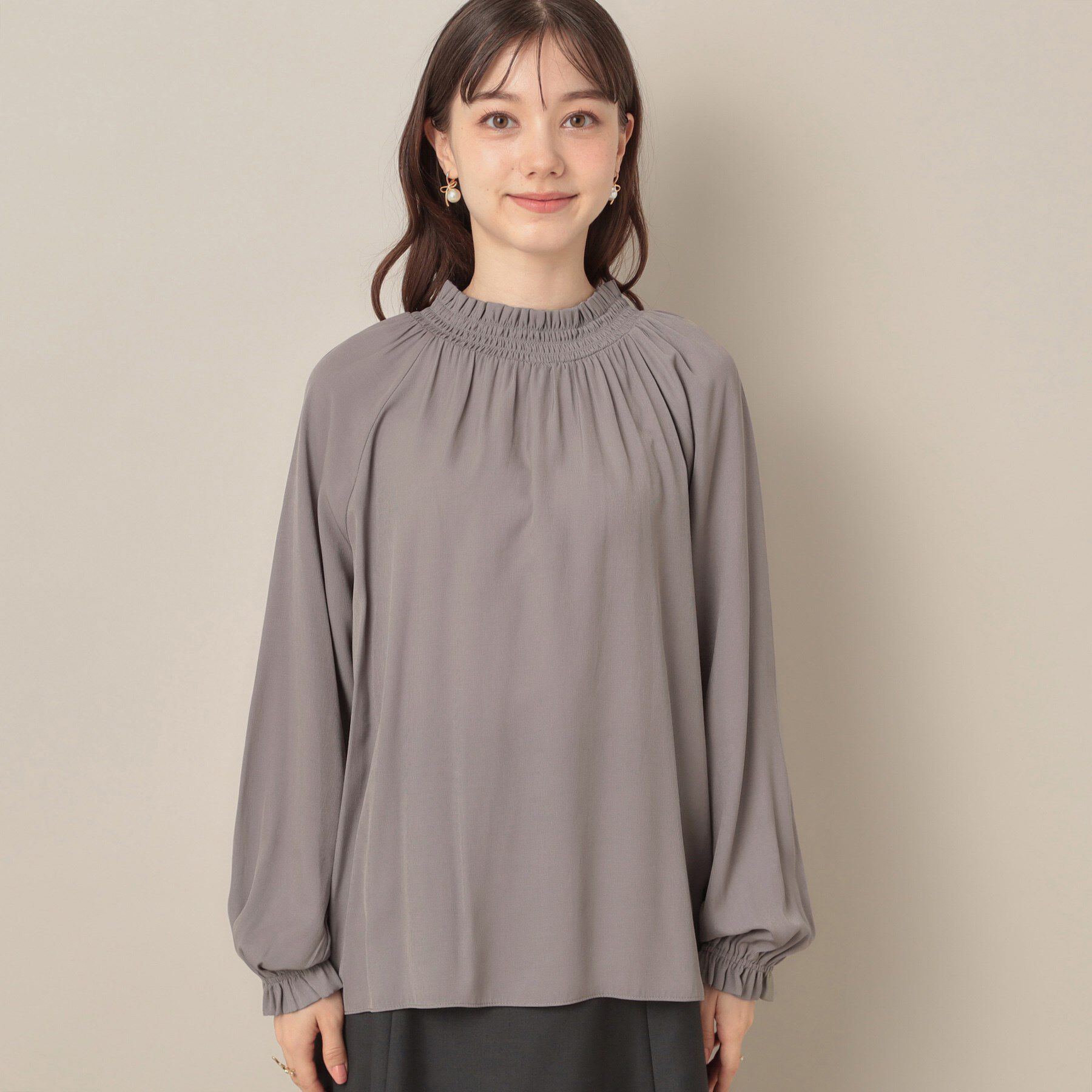 Couture broach「【きれいめ・通勤】RTピケ前後2WAYシャーリングブラウス」|シャツ・ブラウス|