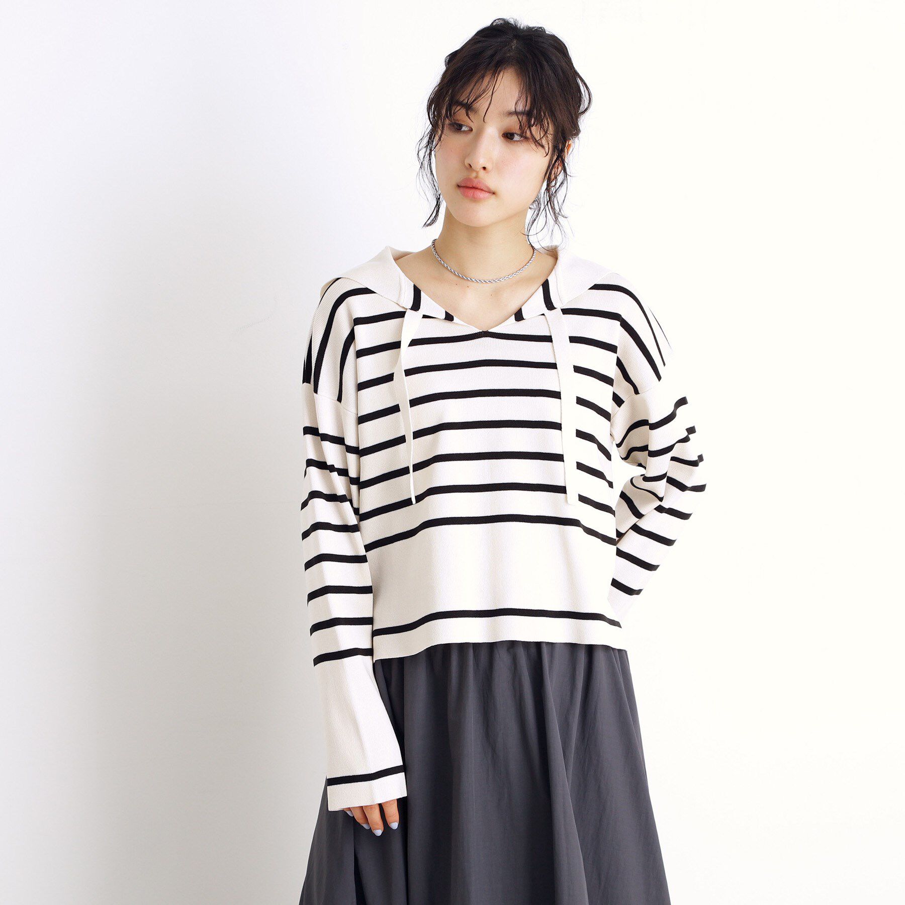 THE SHOP TK「セーラーカラートップス【洗える】」|ニット・セーター|アイボリー(304)