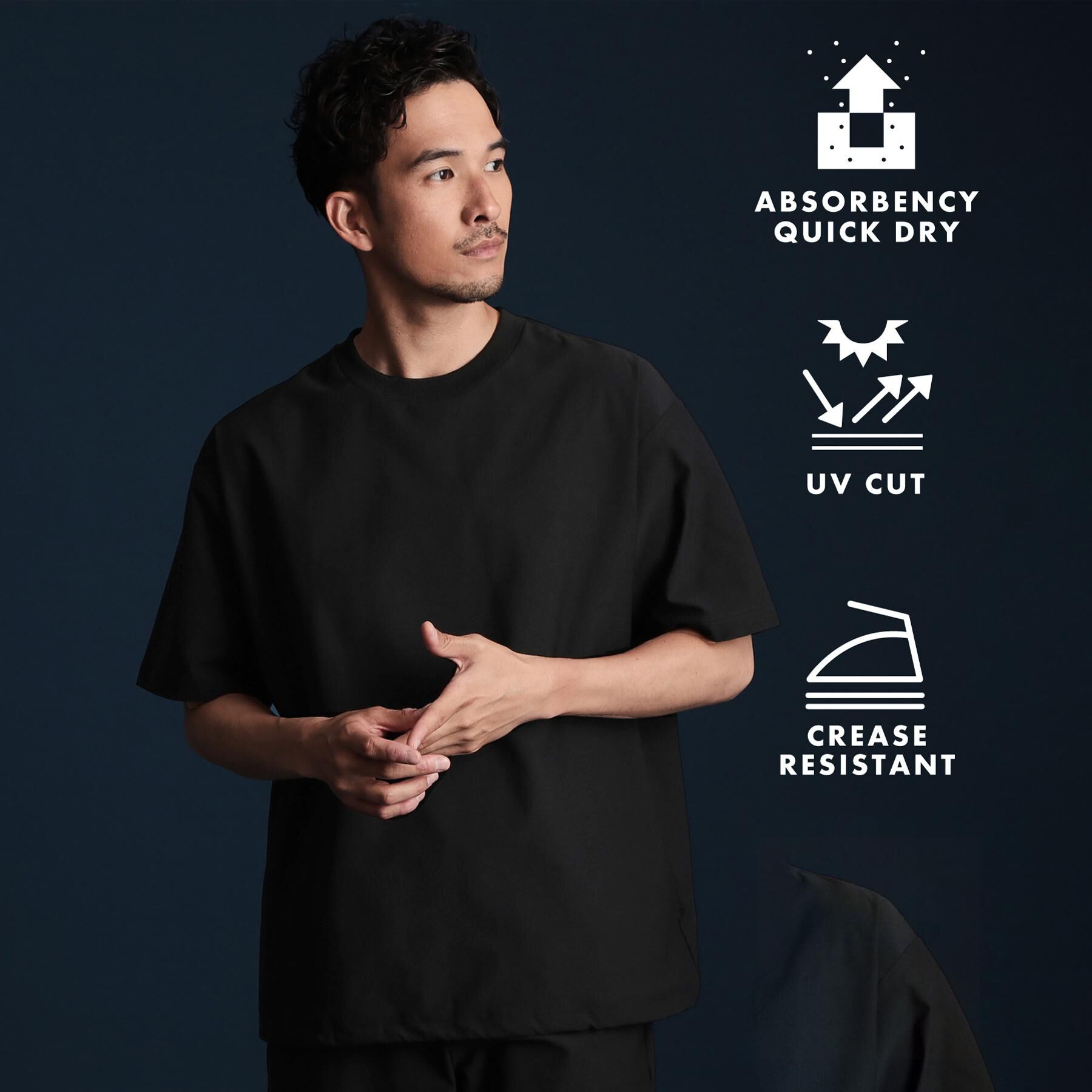 THE SHOP TK「パーフェクテックスピンドル半袖Tシャツ【セットアップ可/吸水速乾/UVカット/アンチピリング】」|Tシャツ・カットソー|ブラック(019)