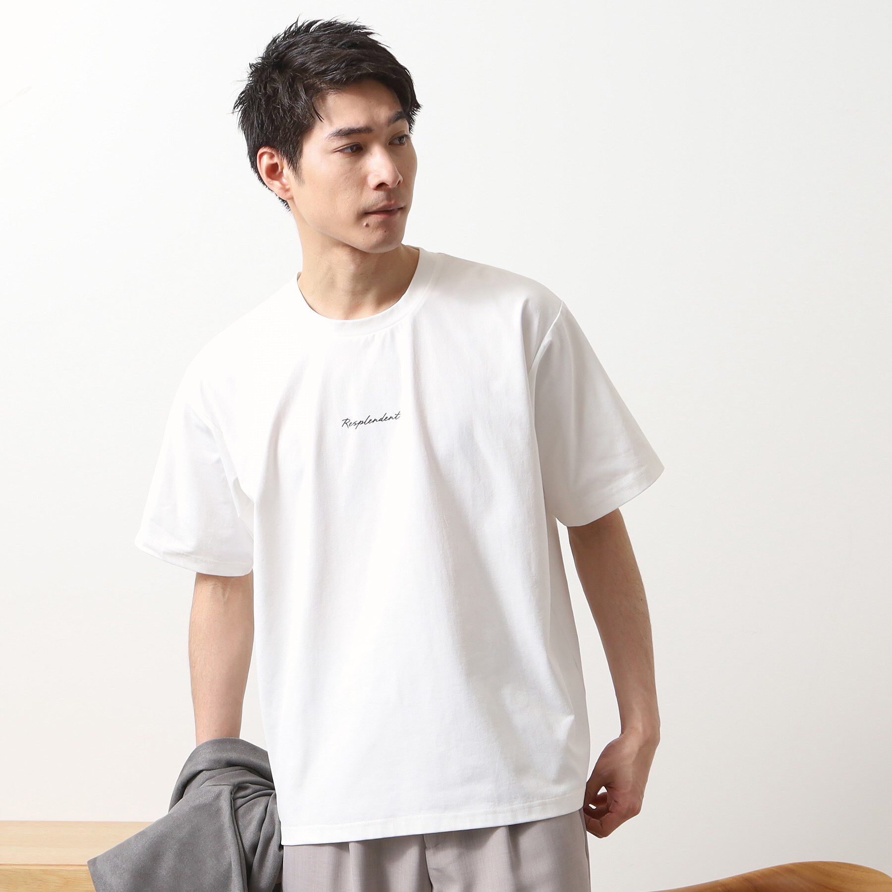 THE SHOP TK「フェイクスウェードアンサンブルカーディガン【五分袖カーディガン＋半袖Tシャツセットアイテム】」|カーディガン|