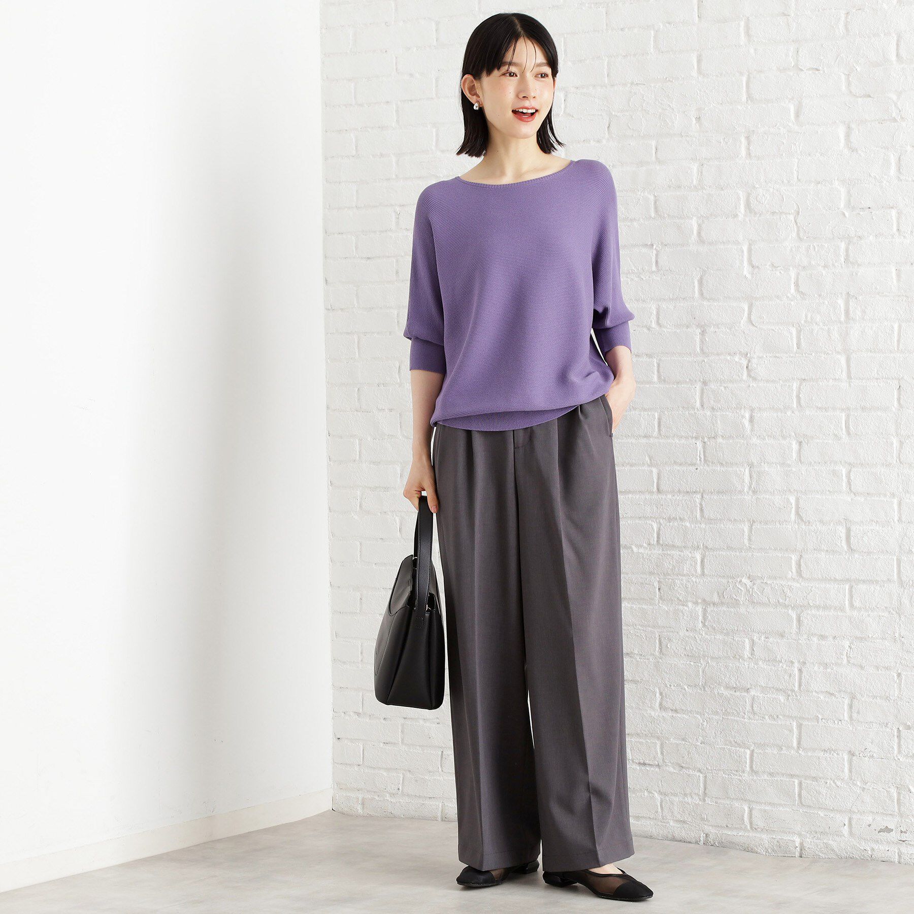 THE SHOP TK「6分袖ガータードルマンニット【エコベロ/洗濯機OK】」|ニット・セーター|