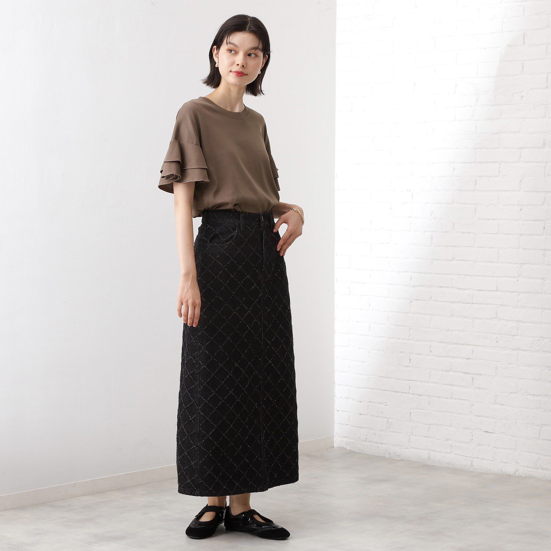 THE SHOP TK「【汗染み防止】袖フリルTシャツ【UVカット/洗濯機OK】」|Tシャツ・カットソー|