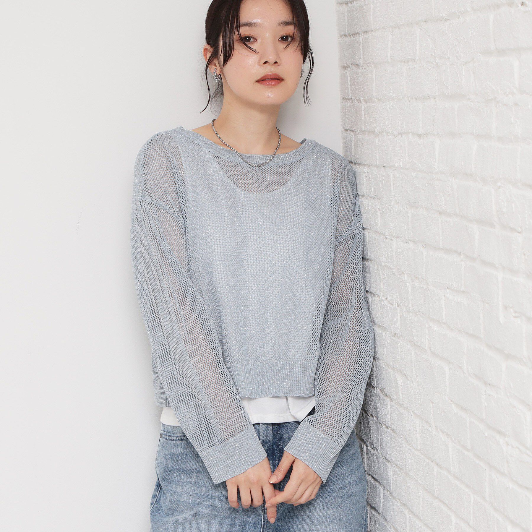 THE SHOP TK「前後2wayラメメッシュタンクセット」|ニット・セーター|