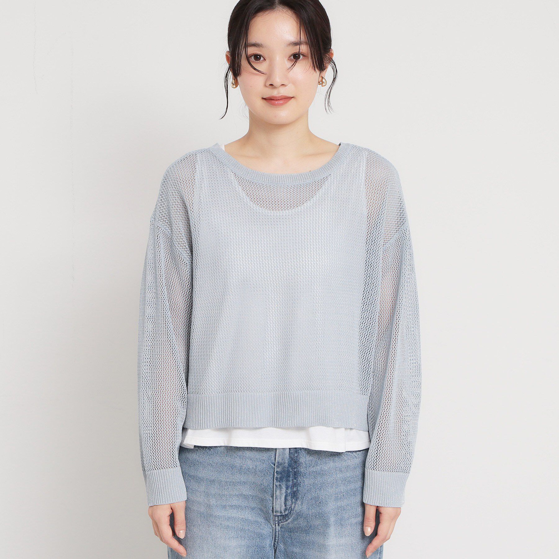 THE SHOP TK「前後2wayラメメッシュタンクセット」|ニット・セーター|