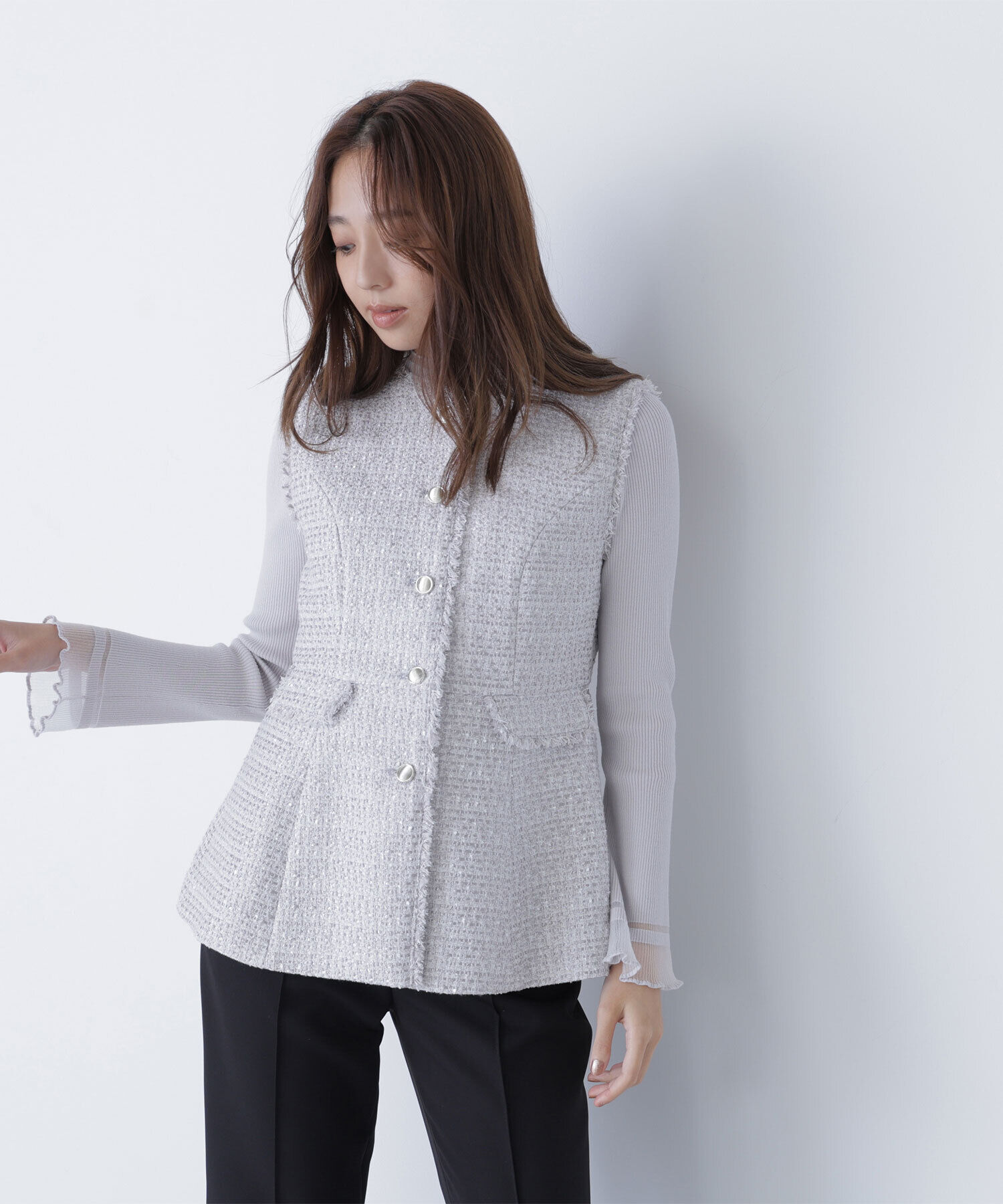  「ツイードペプラムジレ」|ブルゾン・スタジャン|