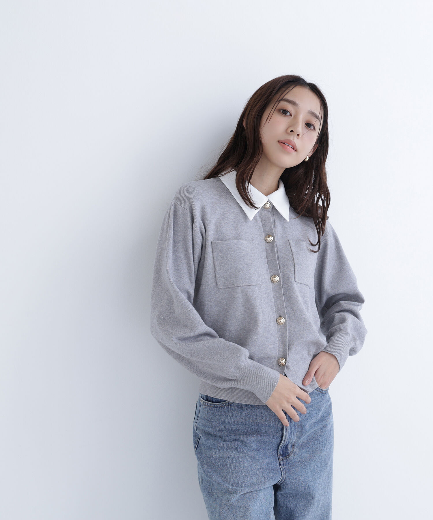  「2wayカラーニットジャケット」|ニット・セーター|