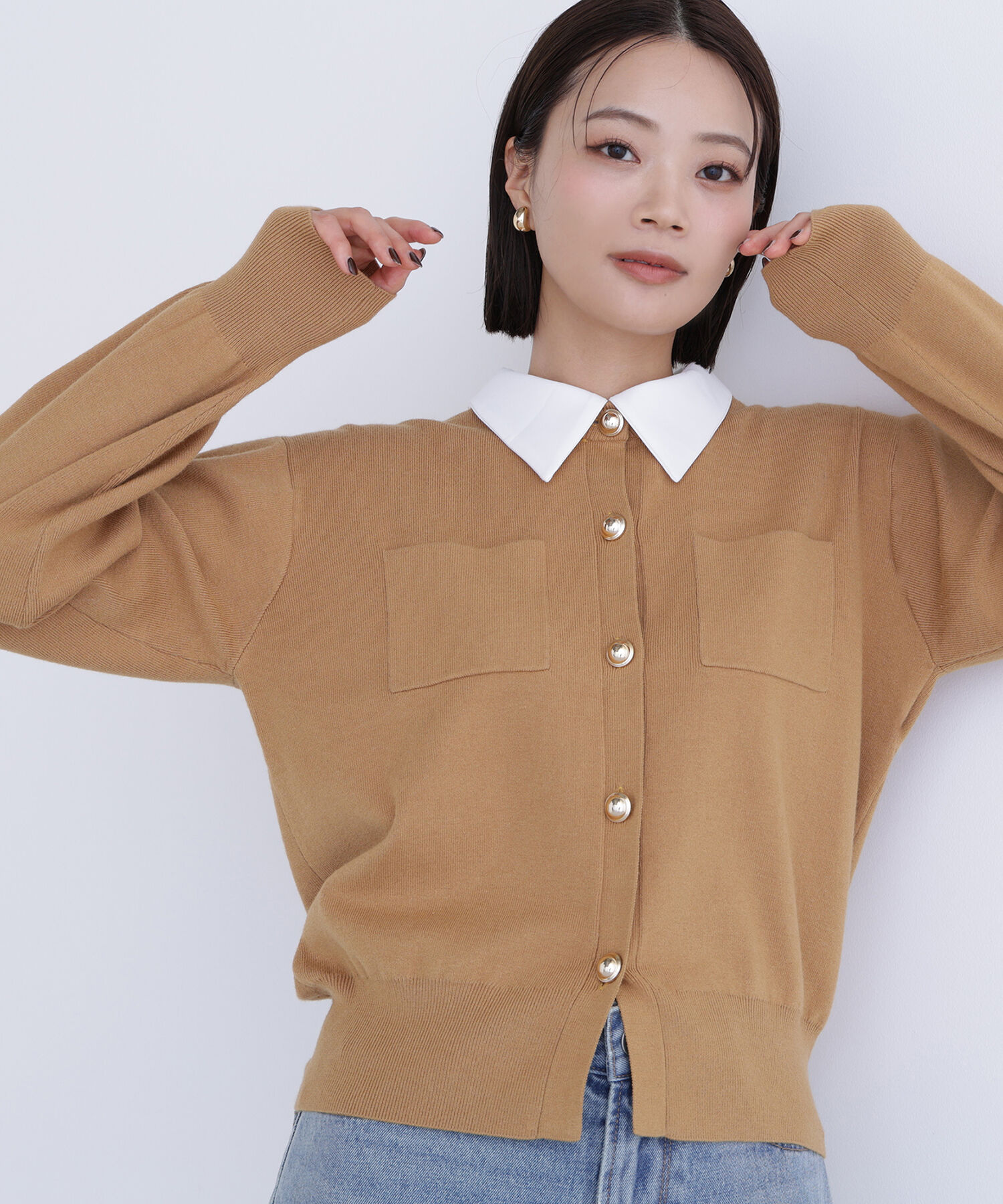  「2wayカラーニットジャケット」|ニット・セーター|