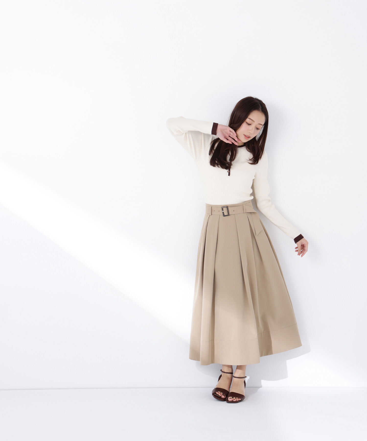  「バイカラーフリルトリムニット」|ニット・セーター|