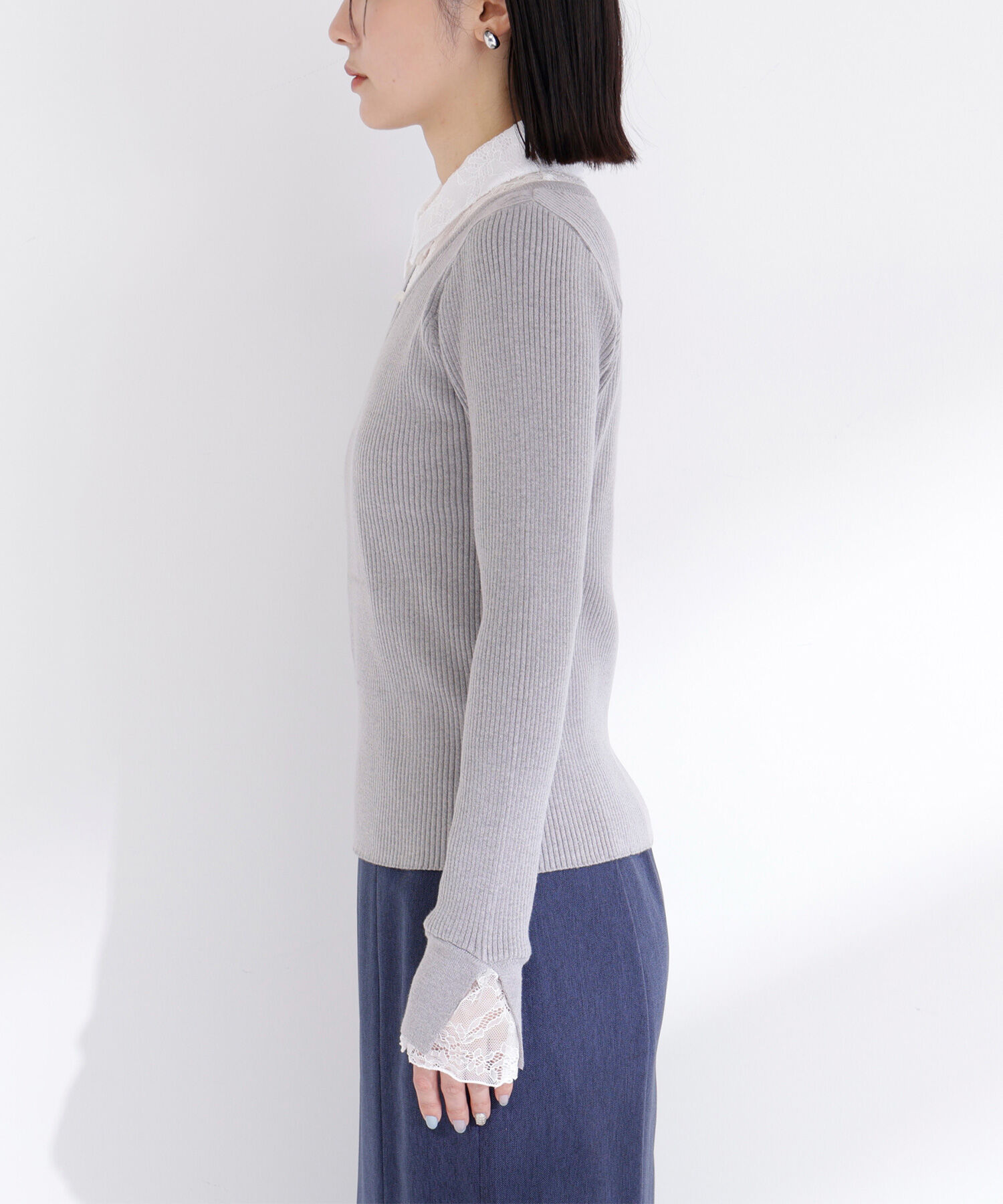  「レースカラードッキングニット」|ニット・セーター|