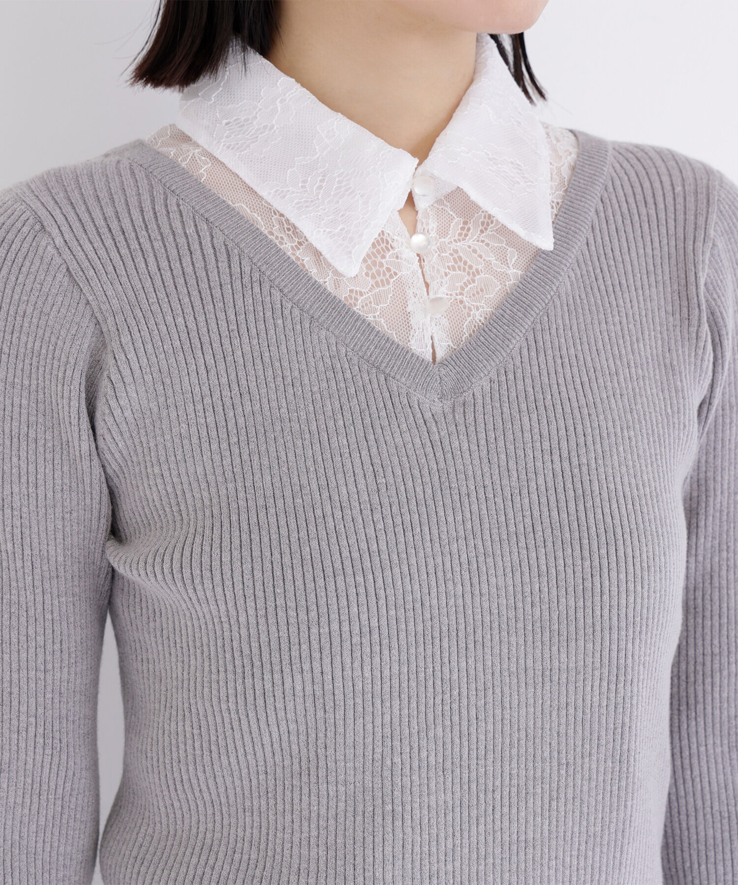  「レースカラードッキングニット」|ニット・セーター|