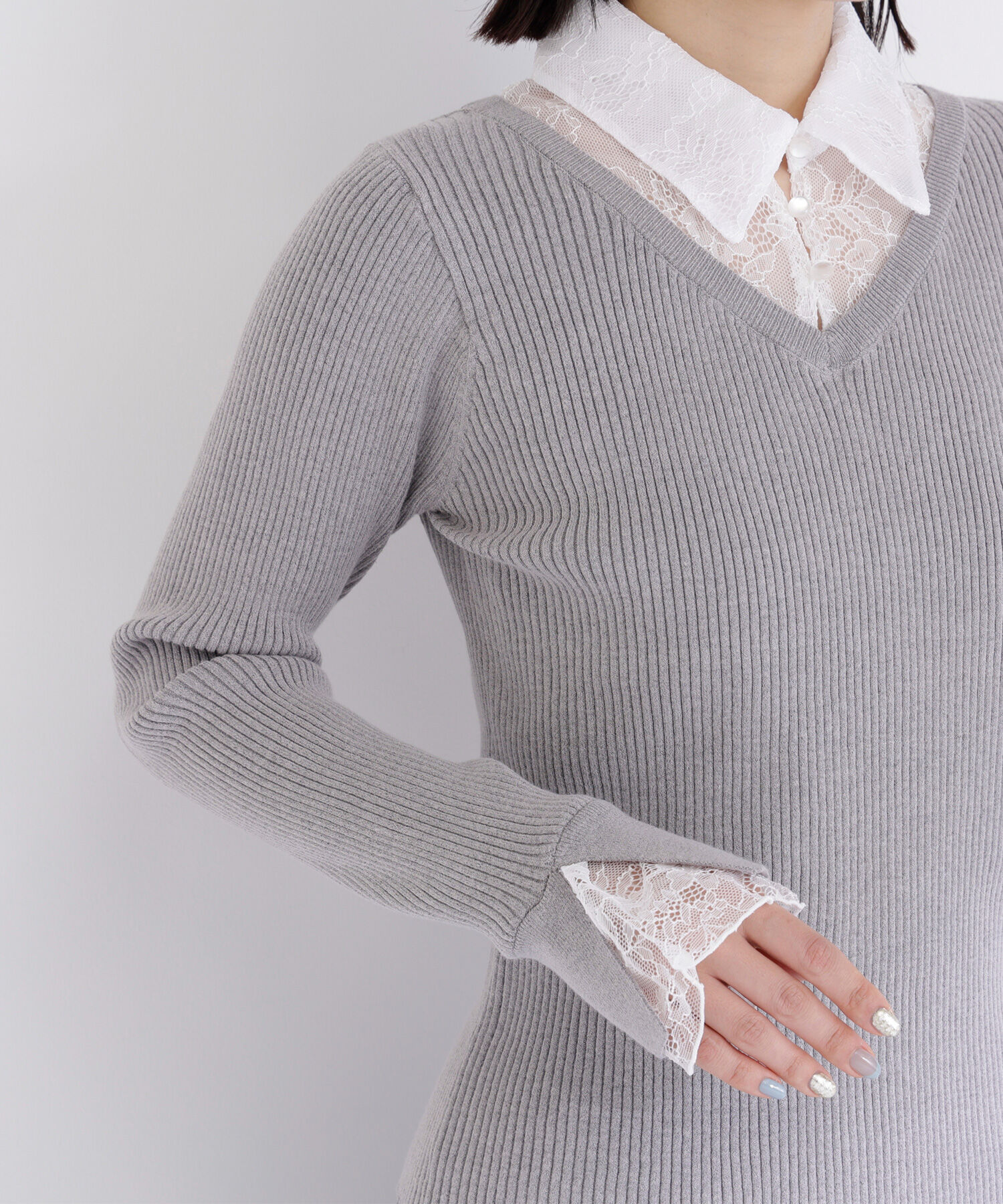  「レースカラードッキングニット」|ニット・セーター|