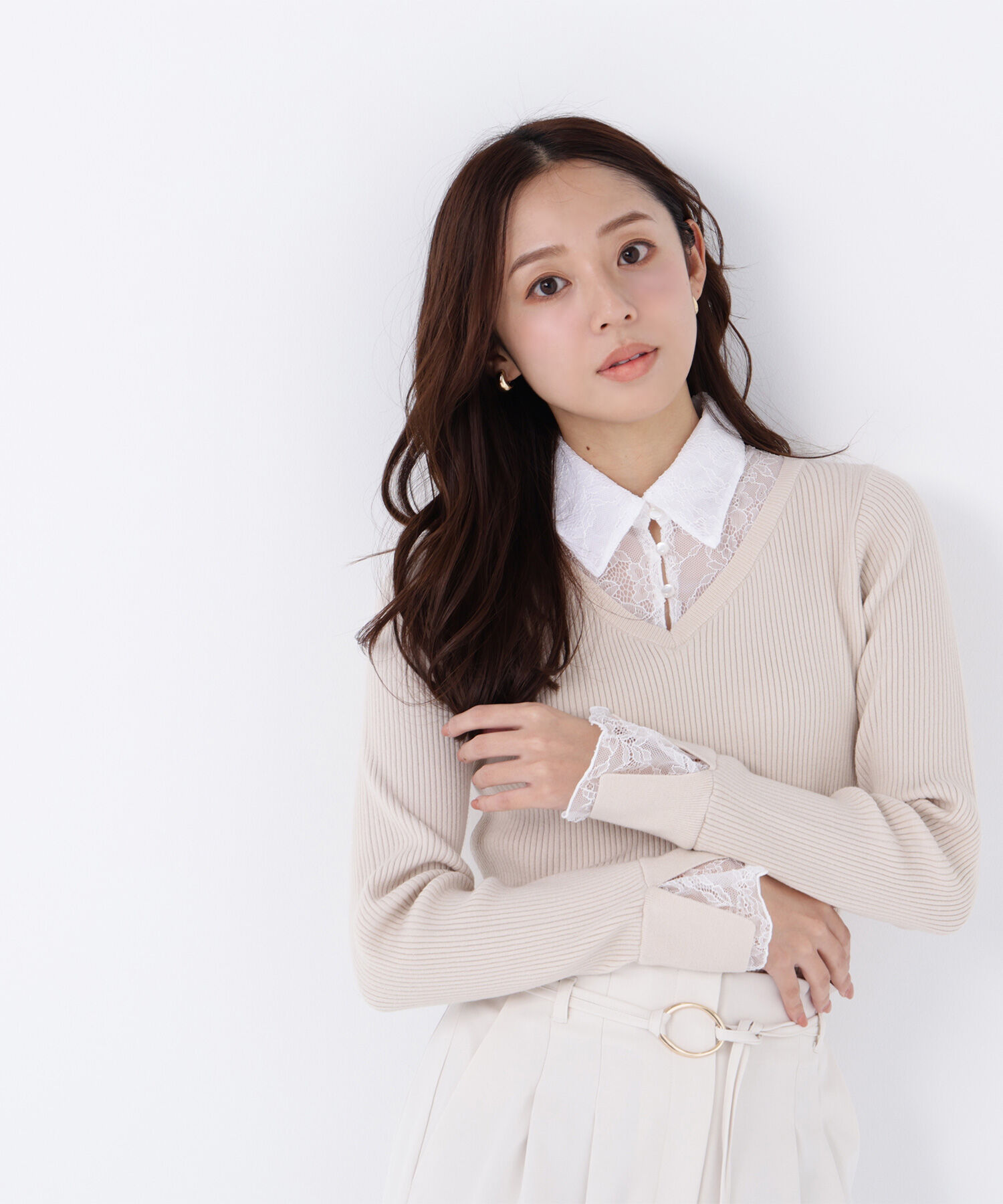  「レースカラードッキングニット」|ニット・セーター|