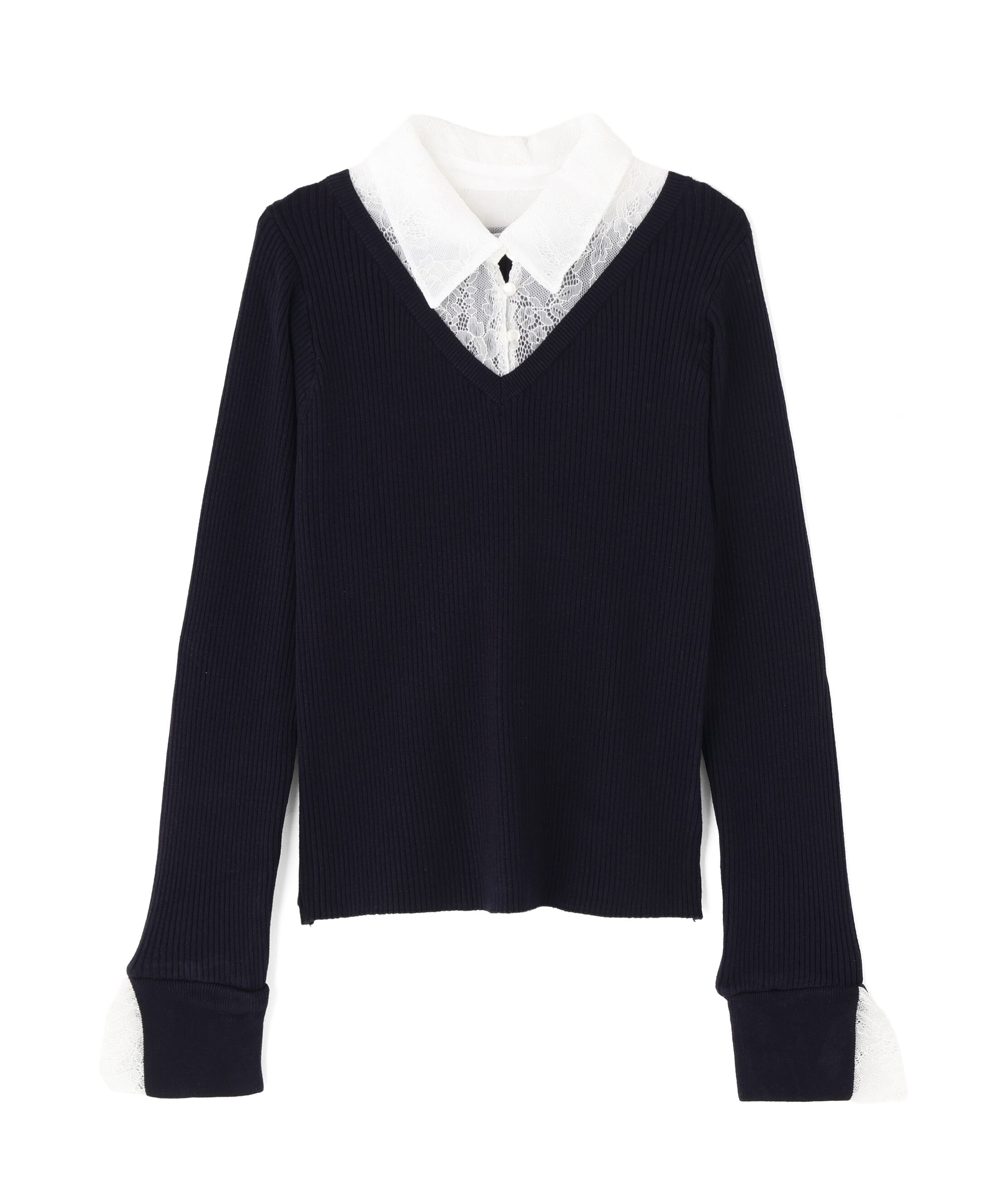  「レースカラードッキングニット」|ニット・セーター|