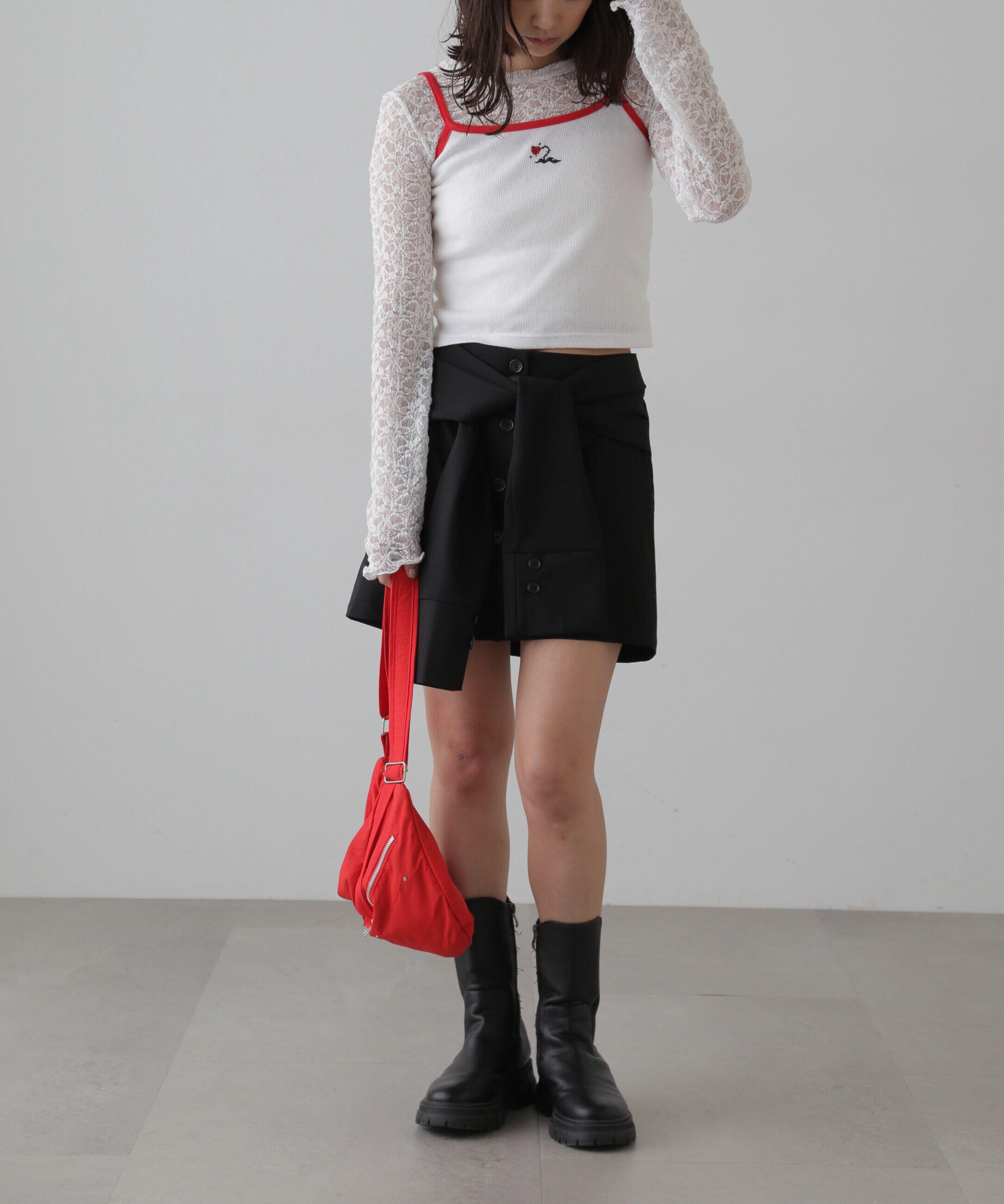  「シャツ巻き風ミニスカート」|スカート|