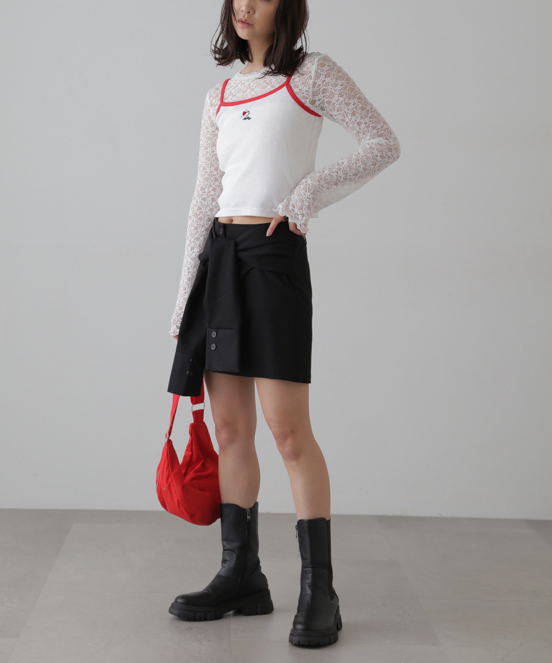  「シャツ巻き風ミニスカート」|スカート|