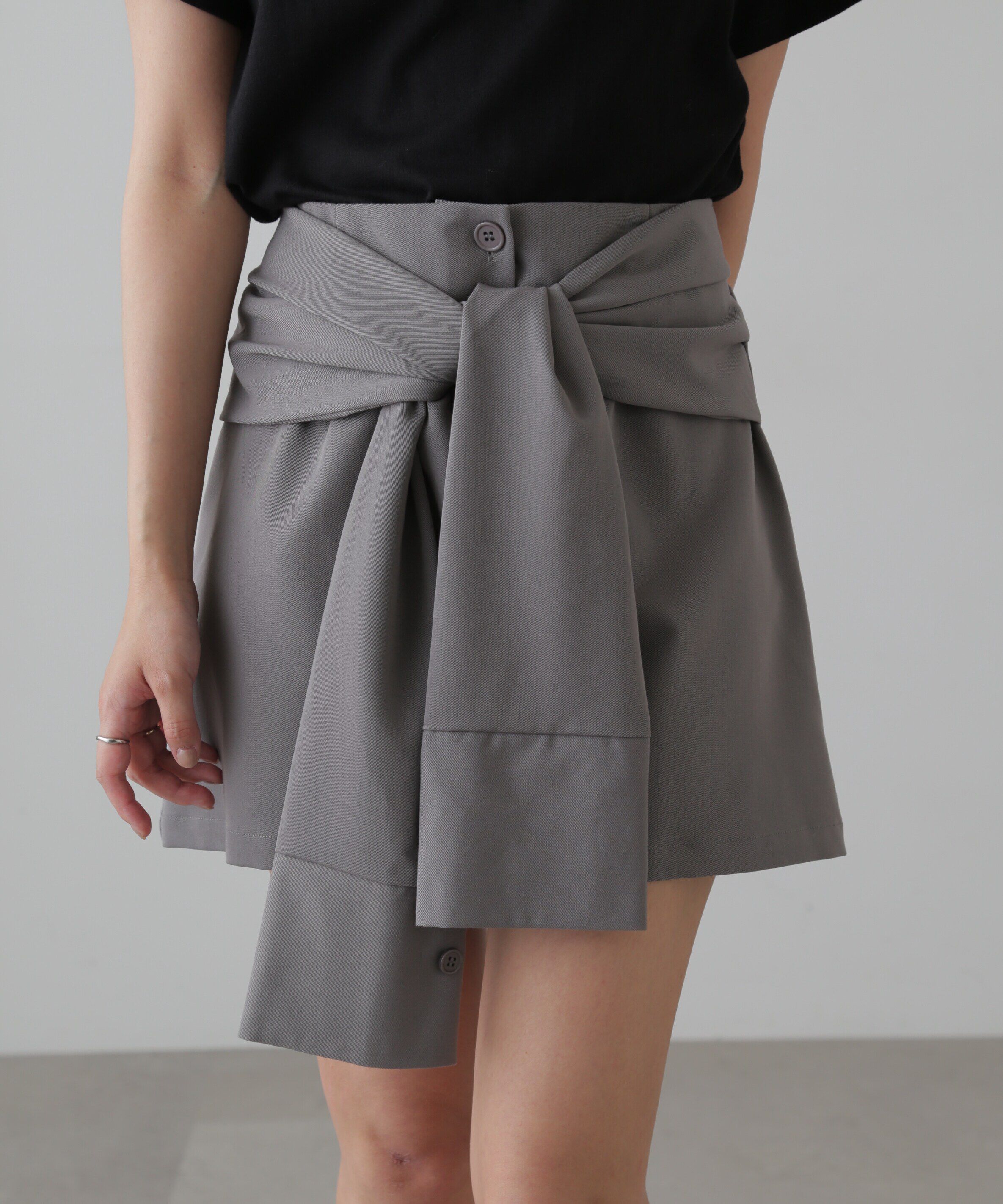  「シャツ巻き風ミニスカート」|スカート|