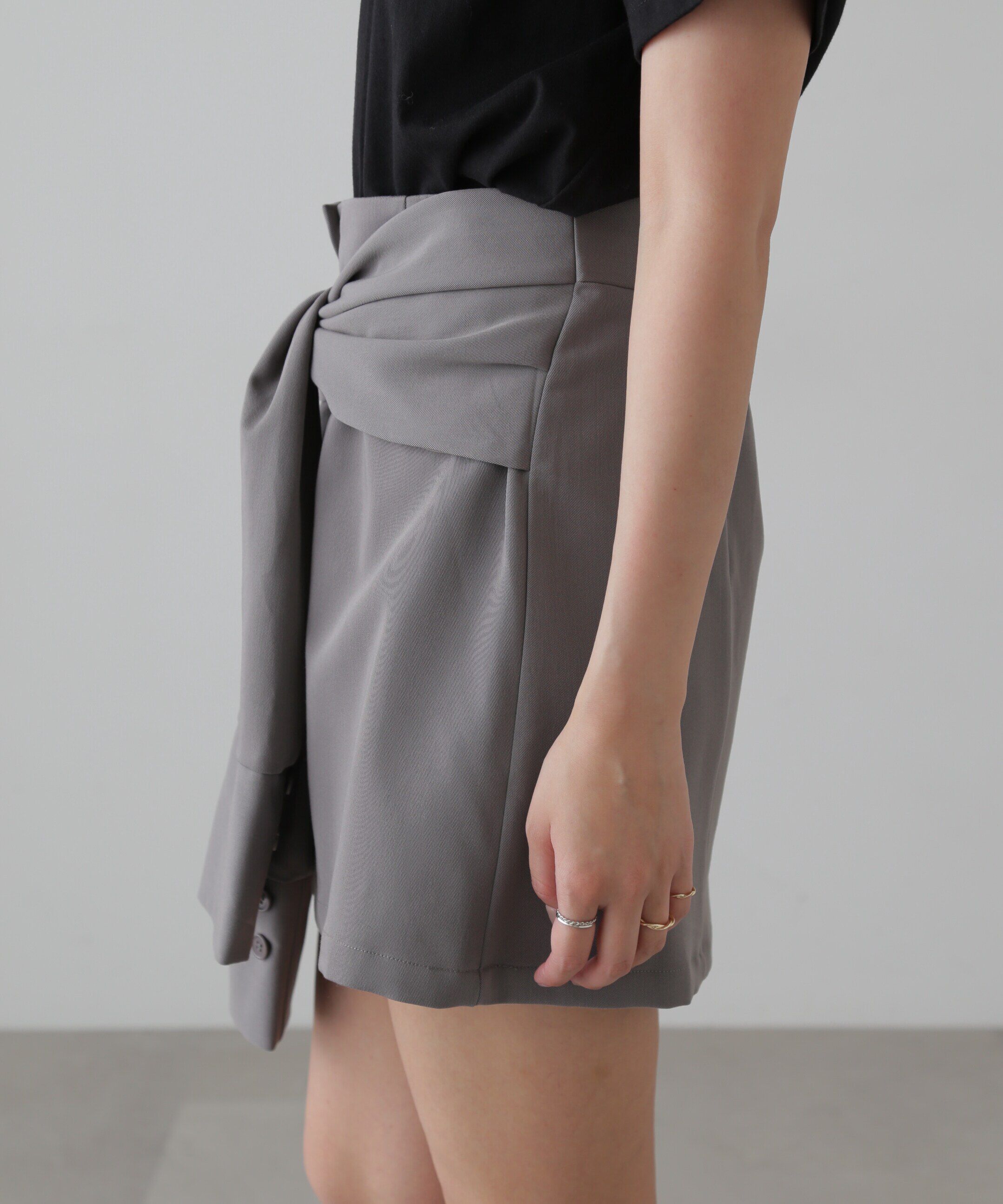  「シャツ巻き風ミニスカート」|スカート|