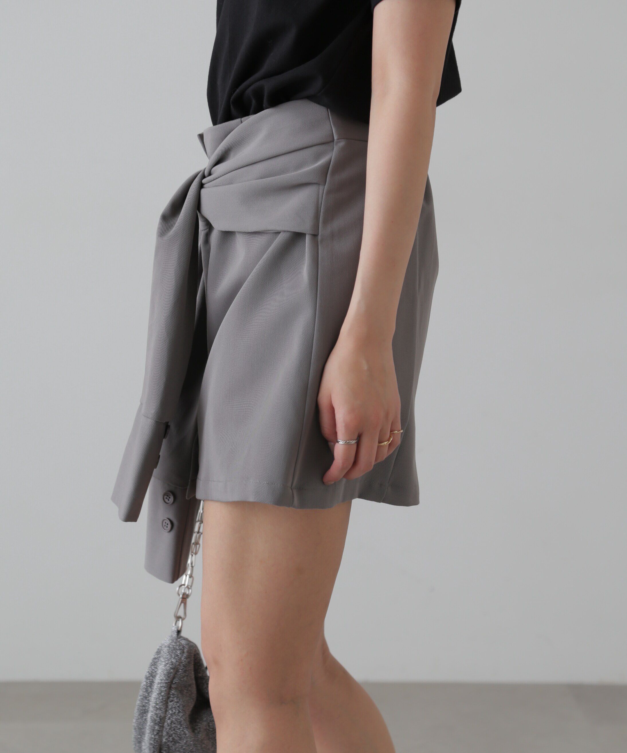 「シャツ巻き風ミニスカート」|スカート|