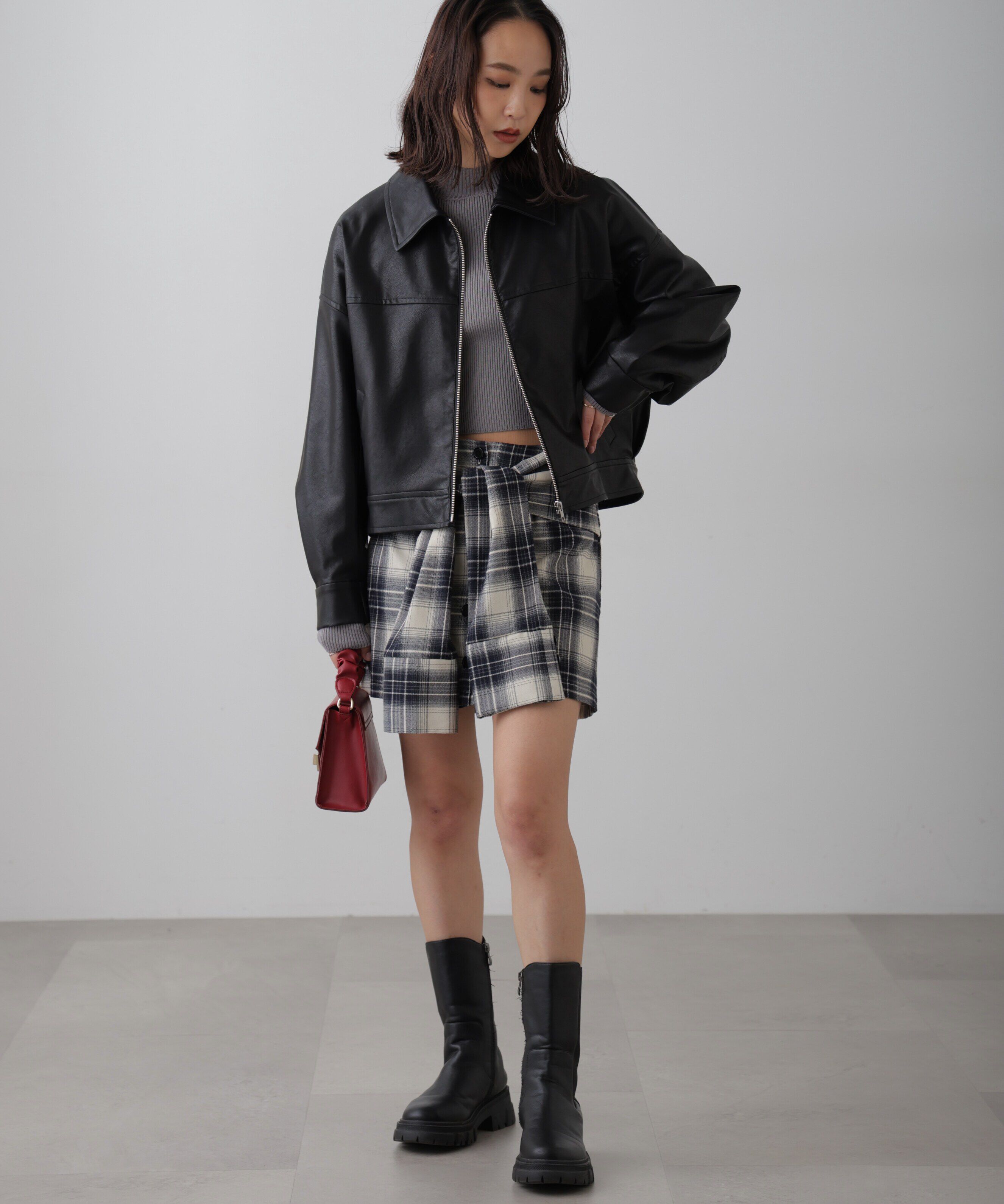  「シャツ巻き風ミニスカート」|スカート|