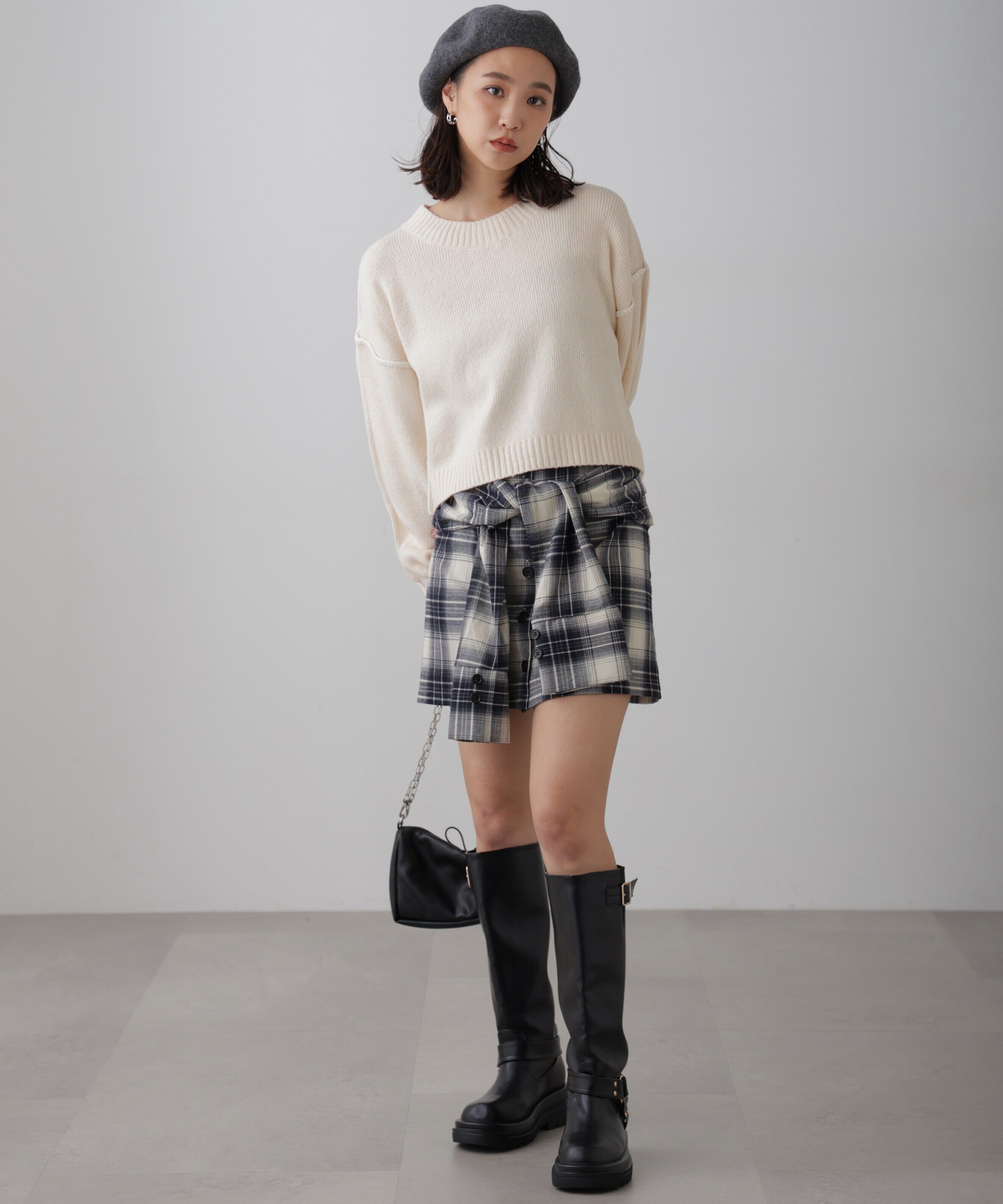  「シャツ巻き風ミニスカート」|スカート|