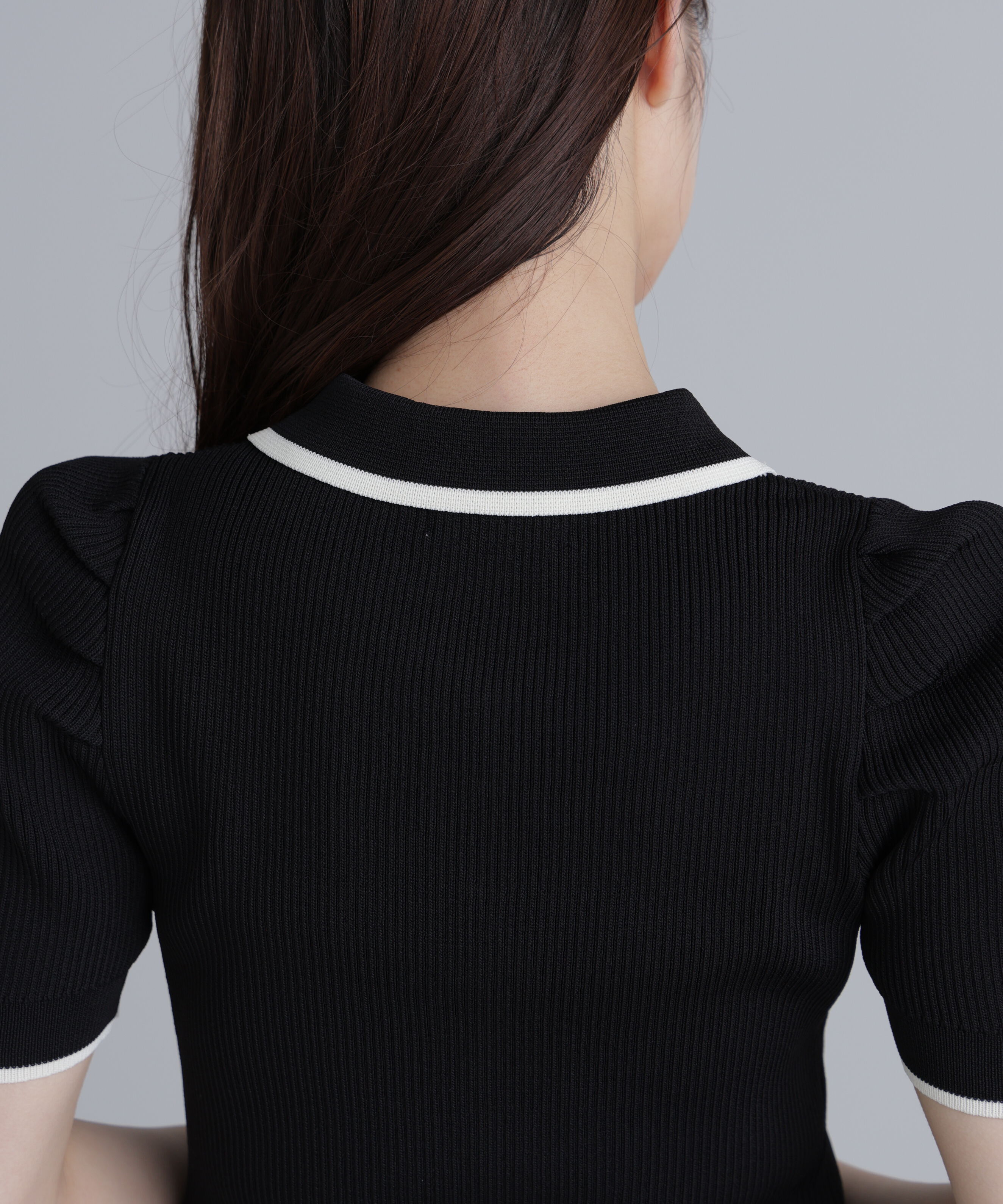  「配色ラインポロニットワンピース」|ワンピース|