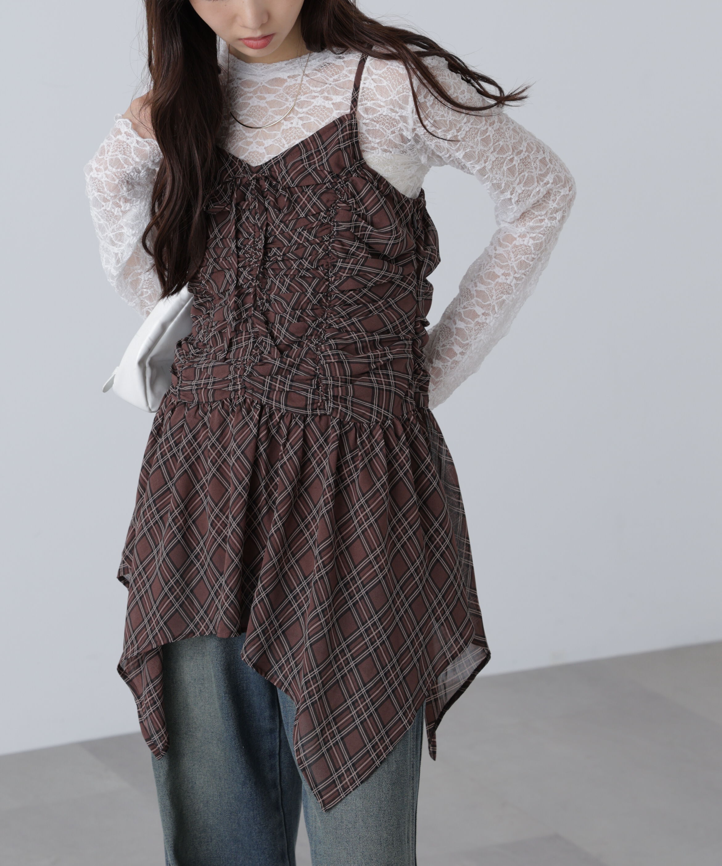  「ドロストイレヘムキャミミニワンピース」|ワンピース|