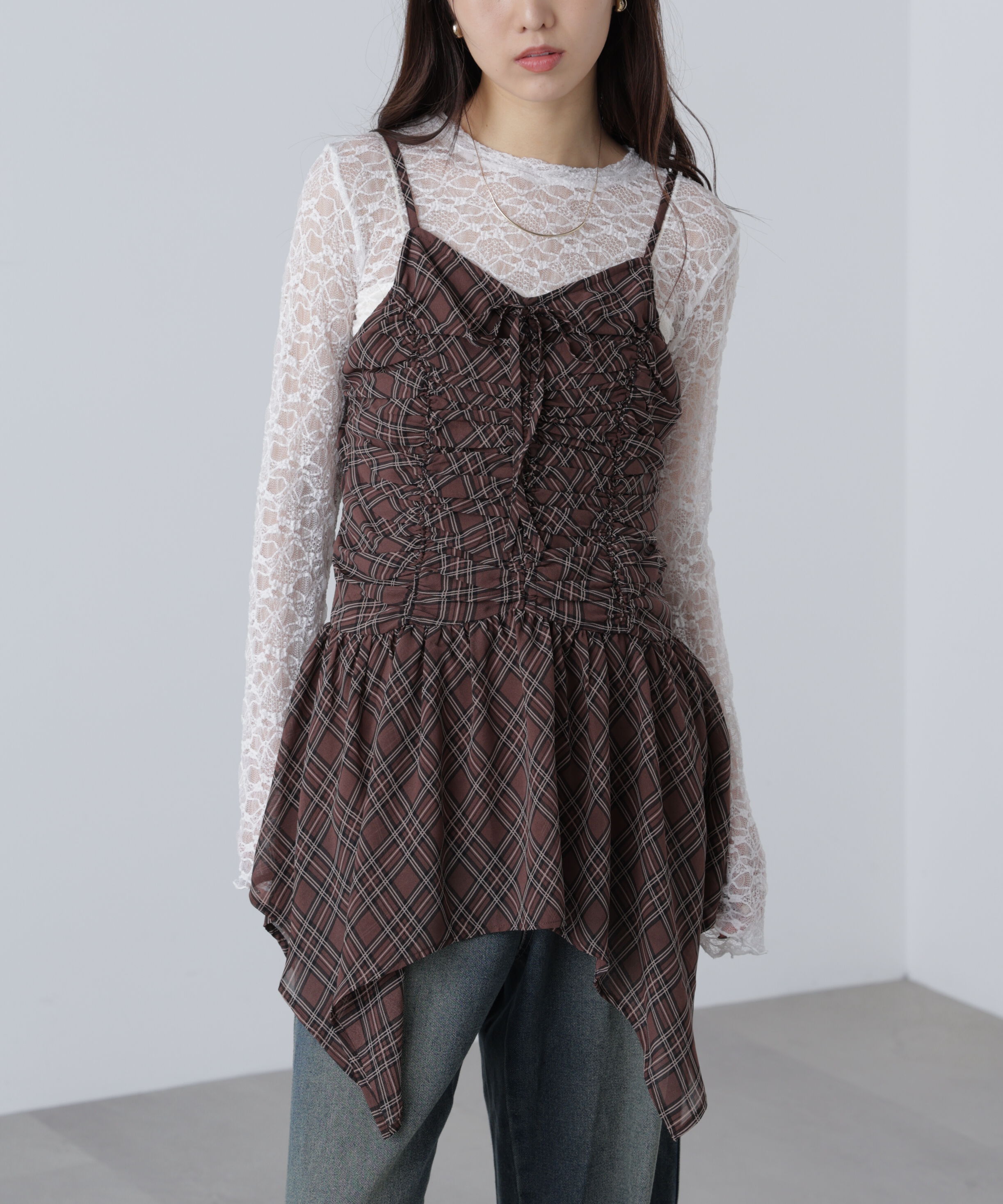  「ドロストイレヘムキャミミニワンピース」|ワンピース|