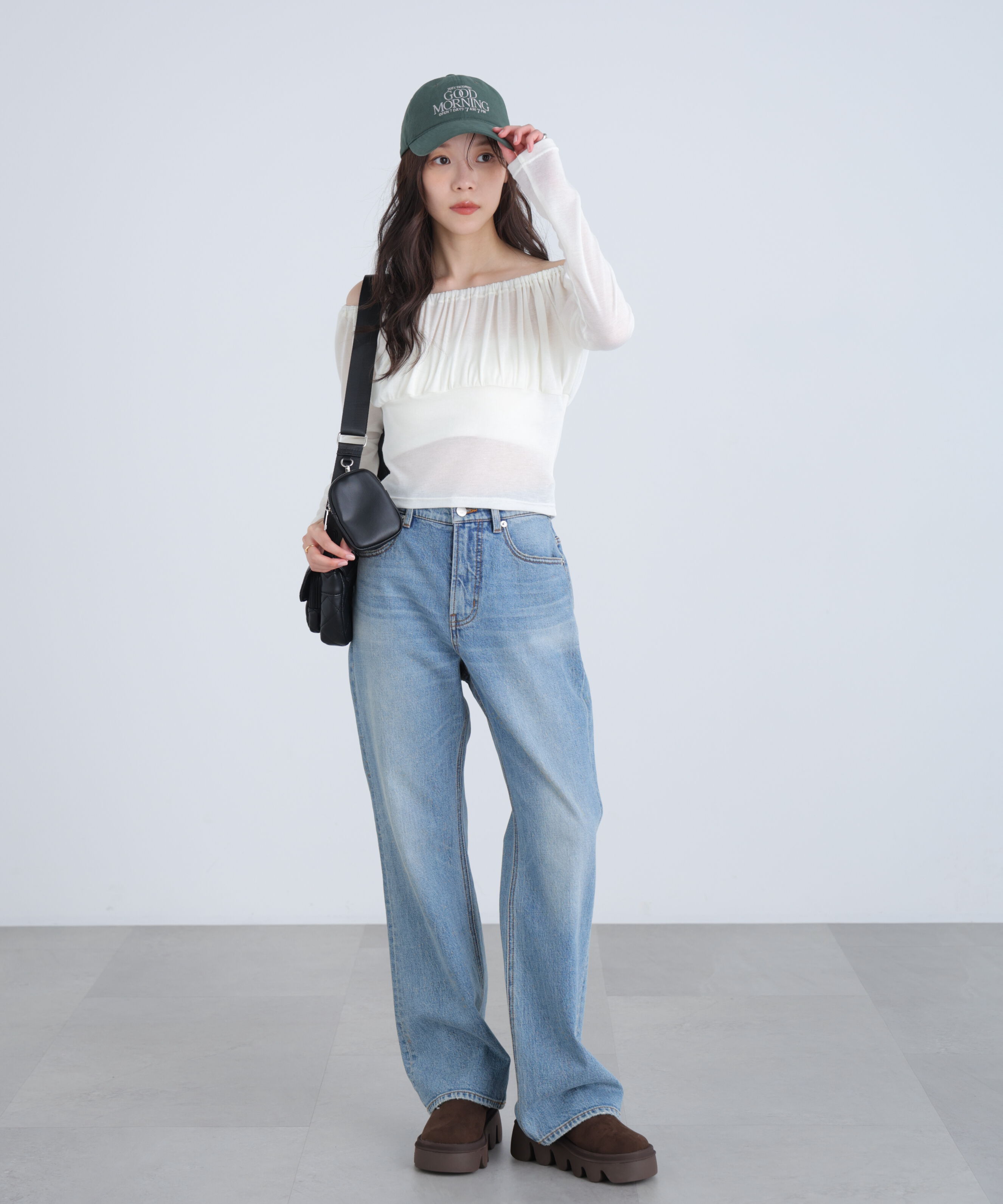  「オフショルシアーギャザーカットソー」|Tシャツ・カットソー|